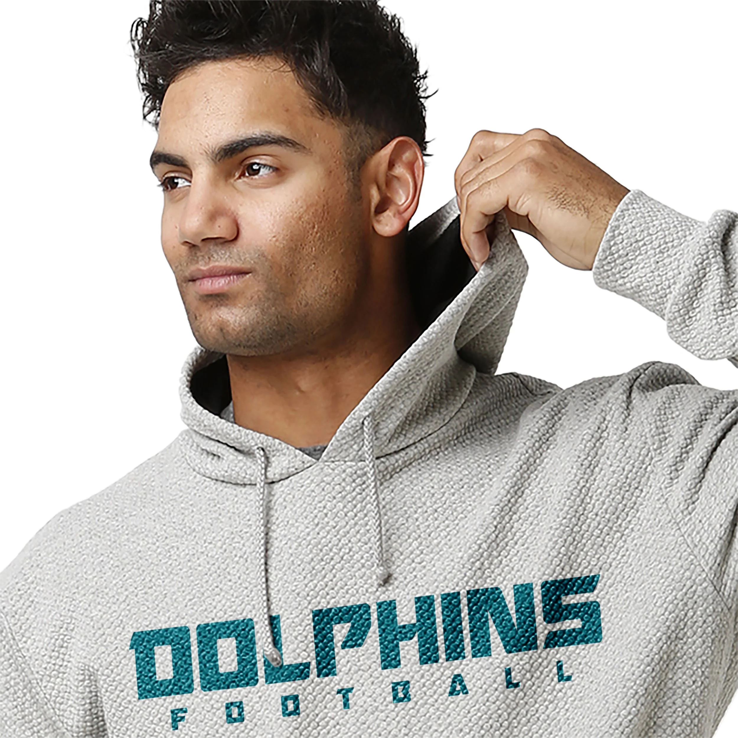 Miami Dolphins NFL Mens Gray Woven Hoodie - Image 6
