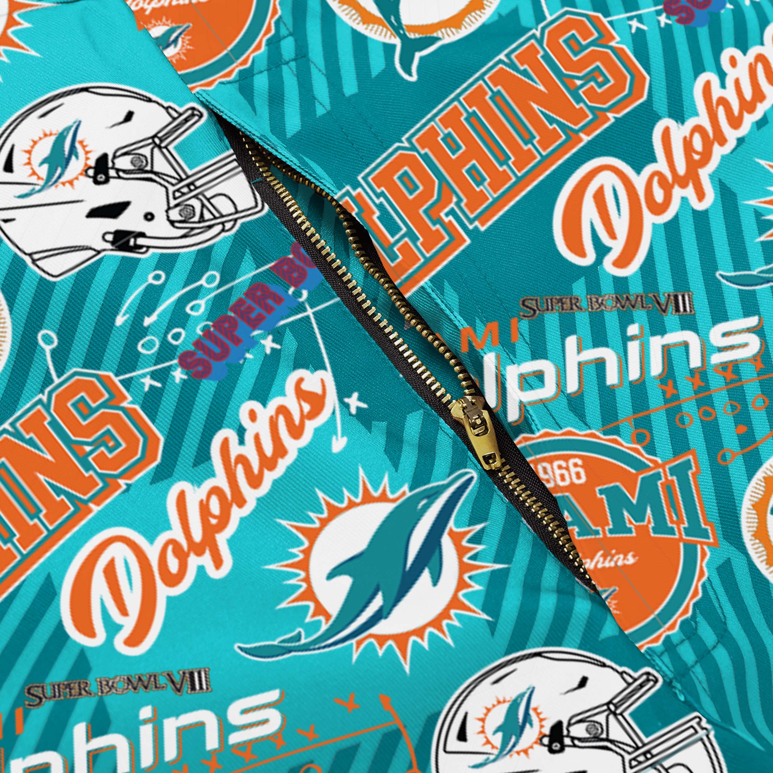 Miami Dolphins NFL Mens Historic Print Bib Overalls - Image 6