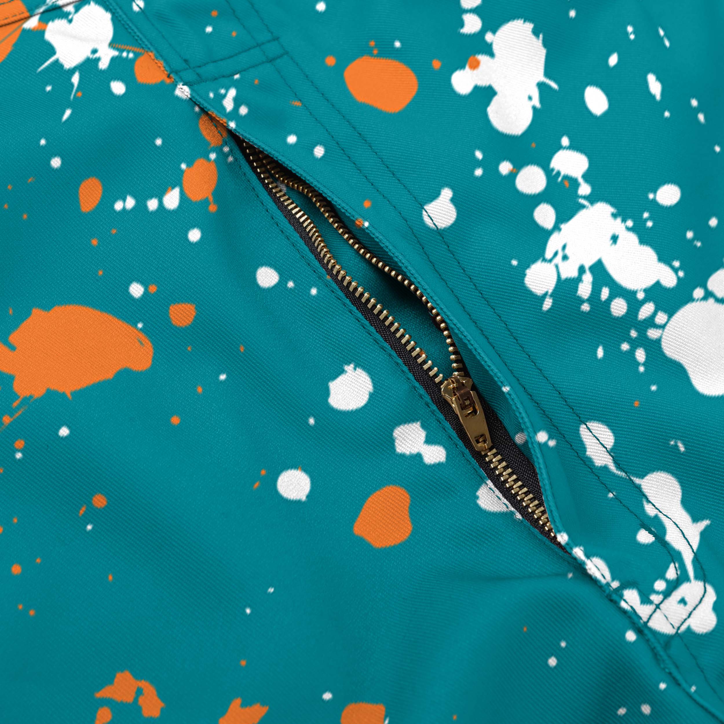 Miami Dolphins NFL Mens Paint Splatter Bib Shortalls - Image 5