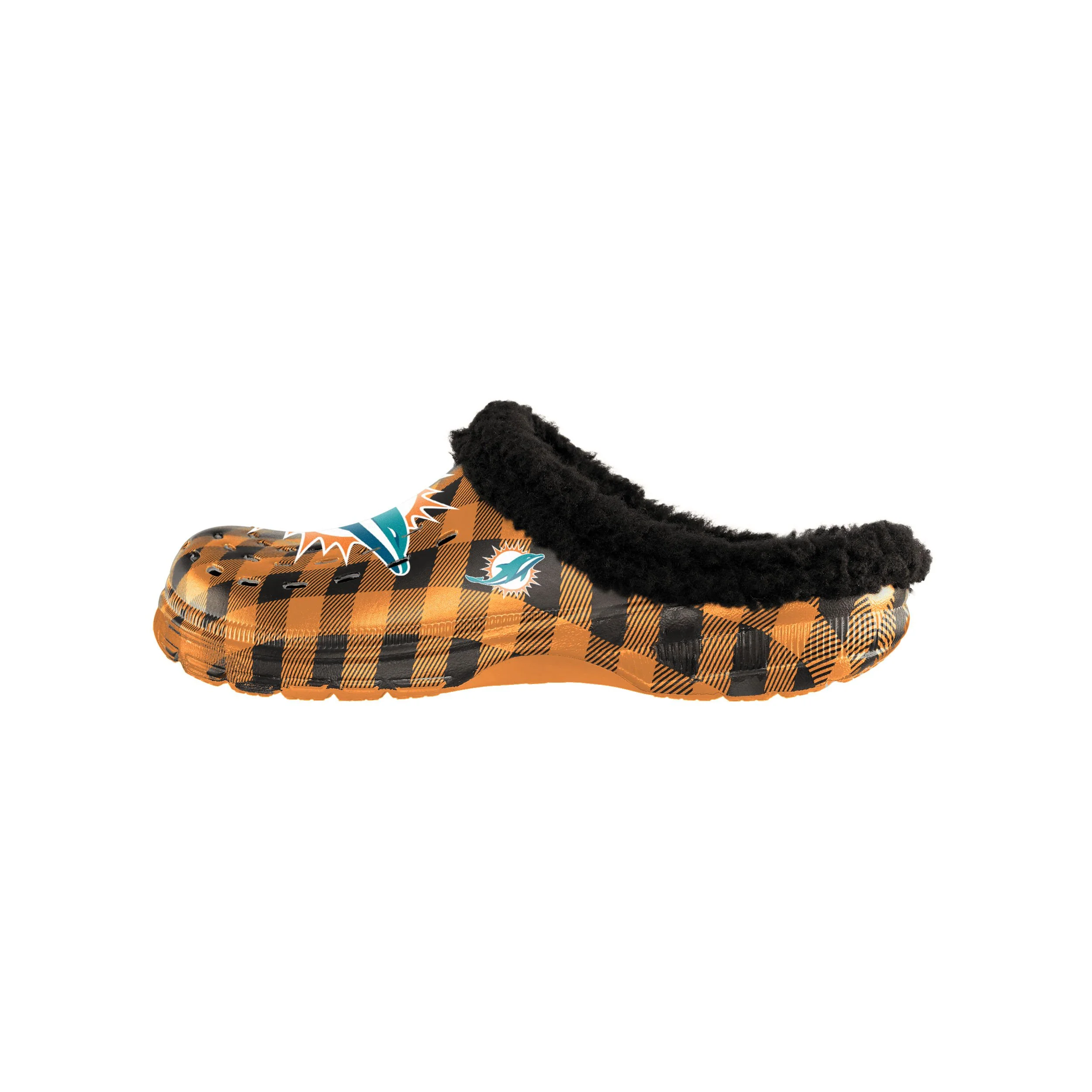 Miami Dolphins NFL Mens Sherpa Lined Buffalo Check Clog - Image 2