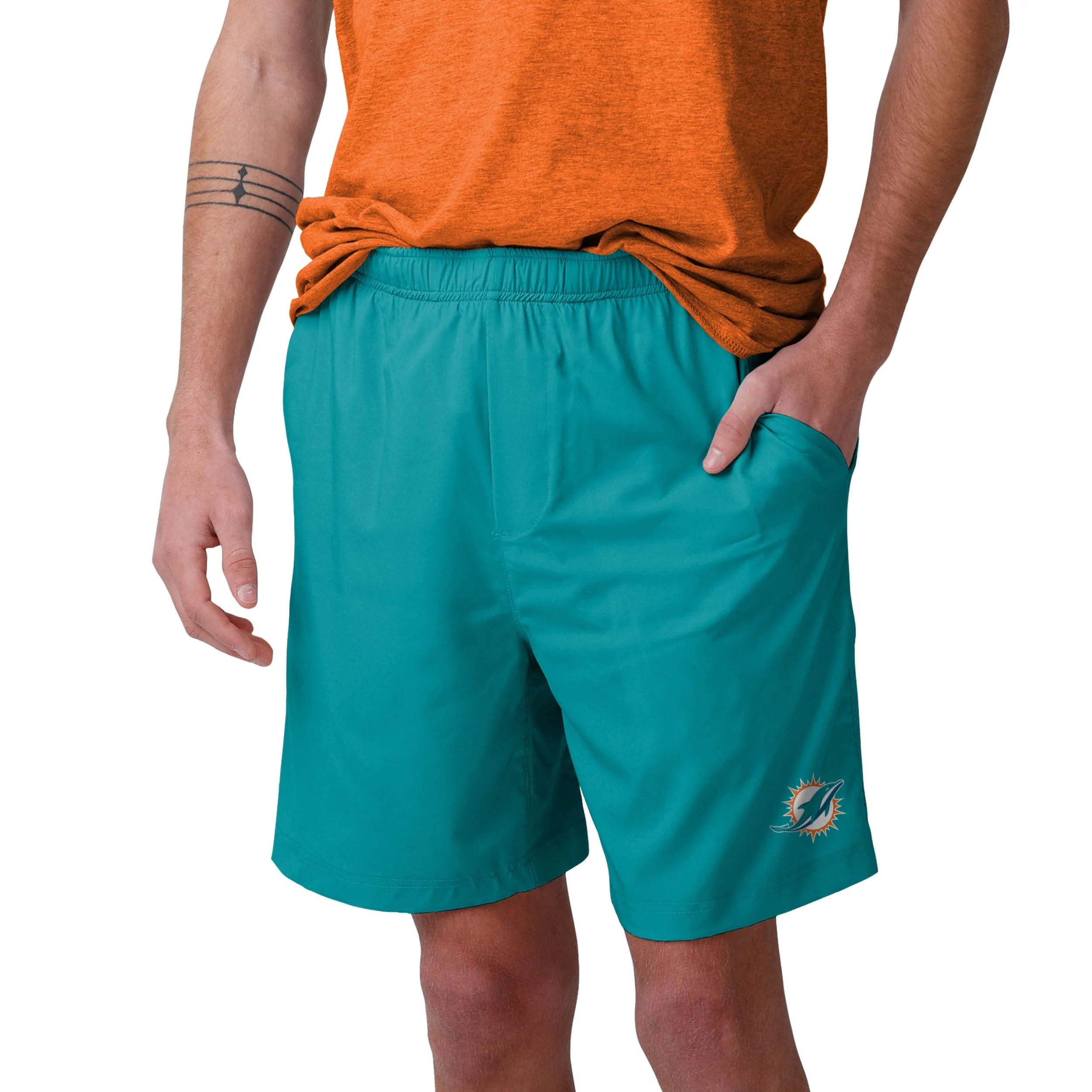 Miami Dolphins NFL Mens Solid Woven Shorts - Image 2
