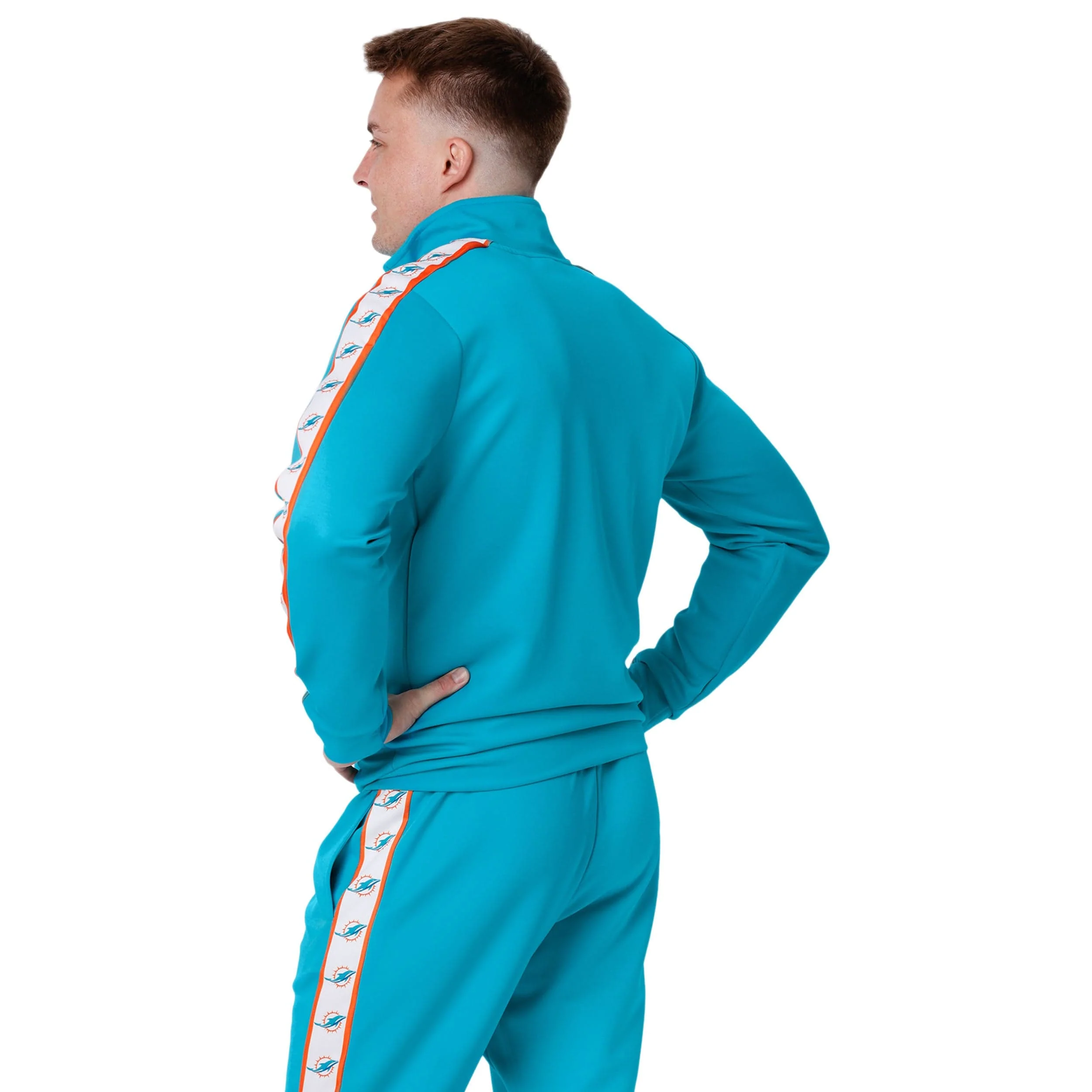 Miami Dolphins NFL Mens Stripe Logo Track Jacket - Image 2