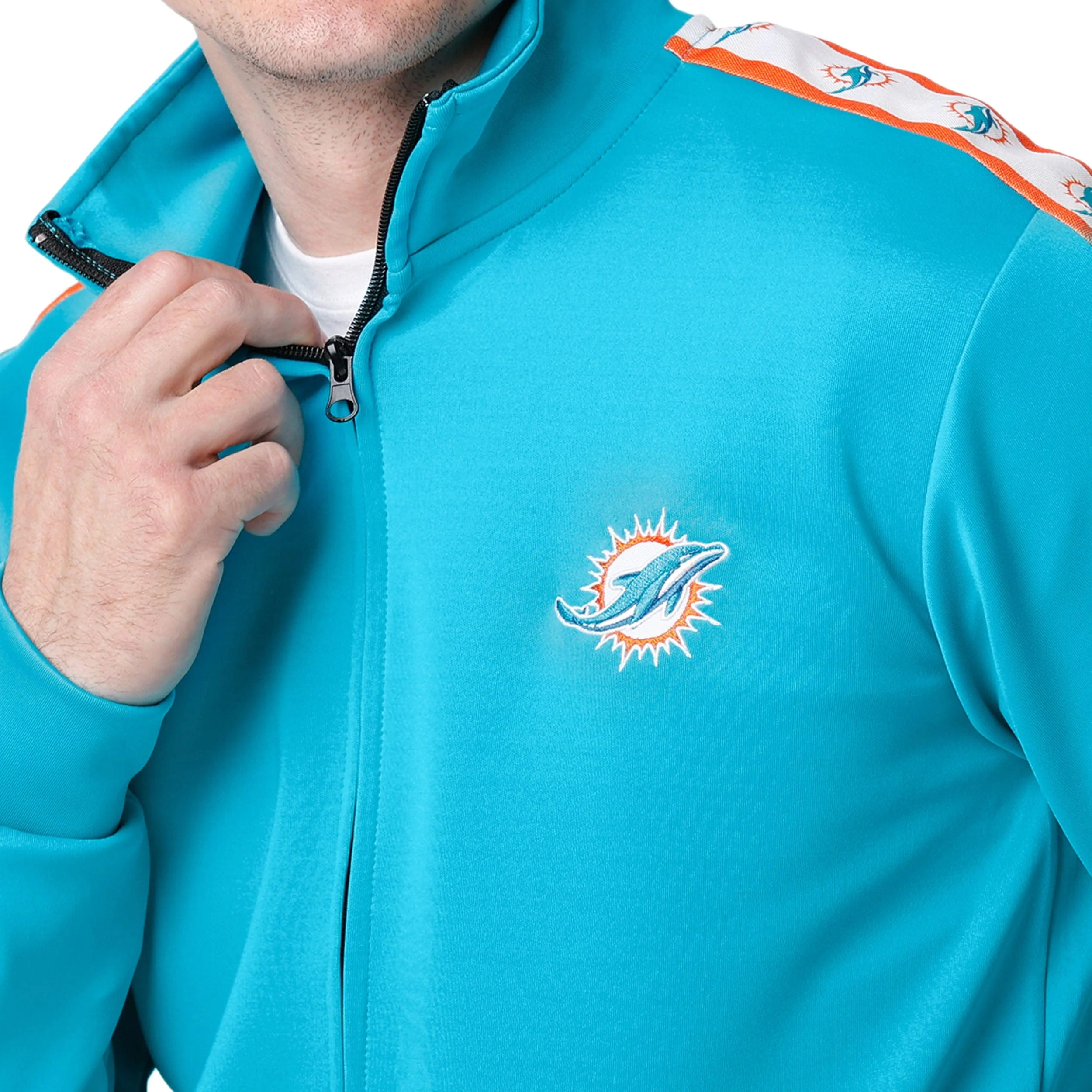 Miami Dolphins NFL Mens Stripe Logo Track Jacket - Image 3