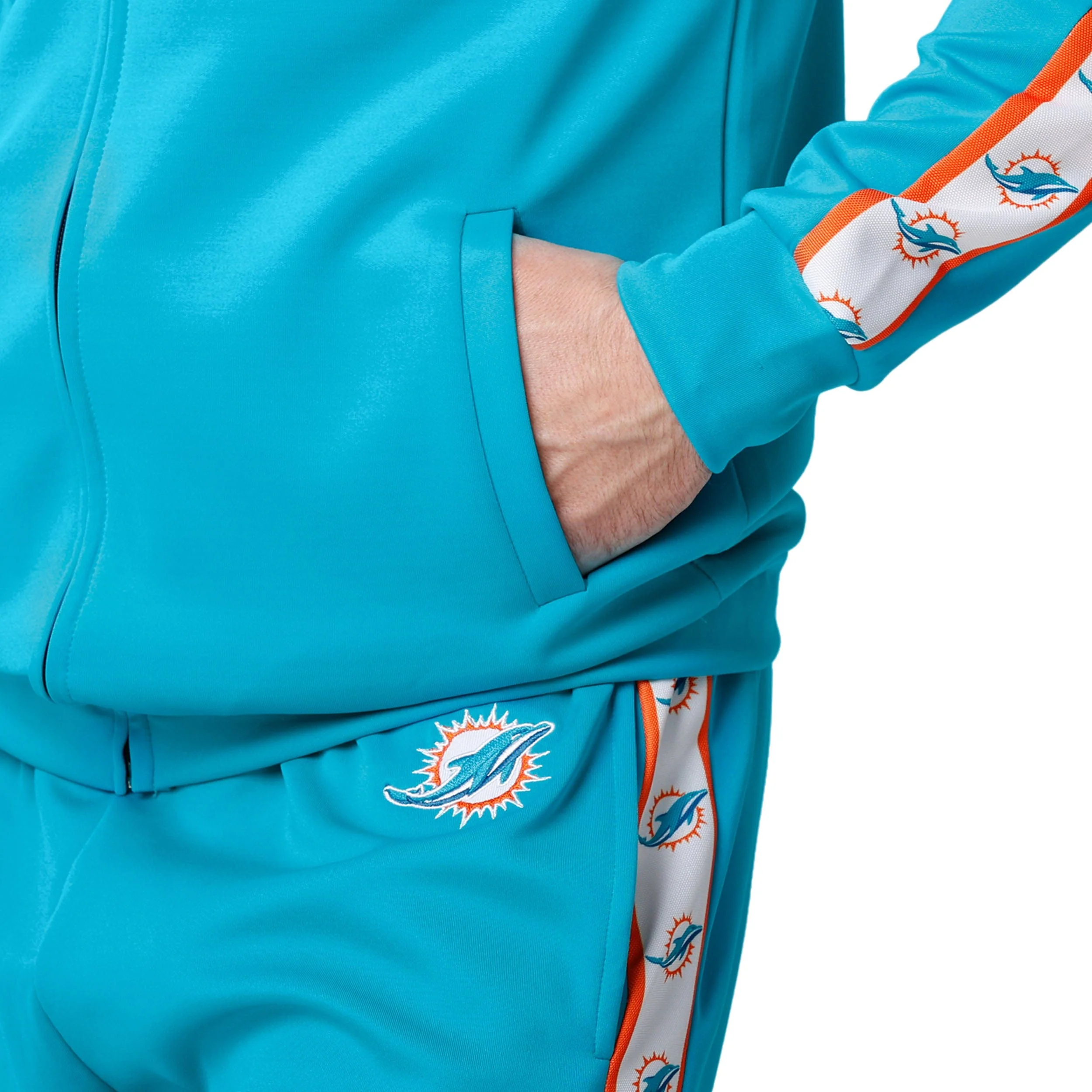 Miami Dolphins NFL Mens Stripe Logo Track Jacket - Image 4