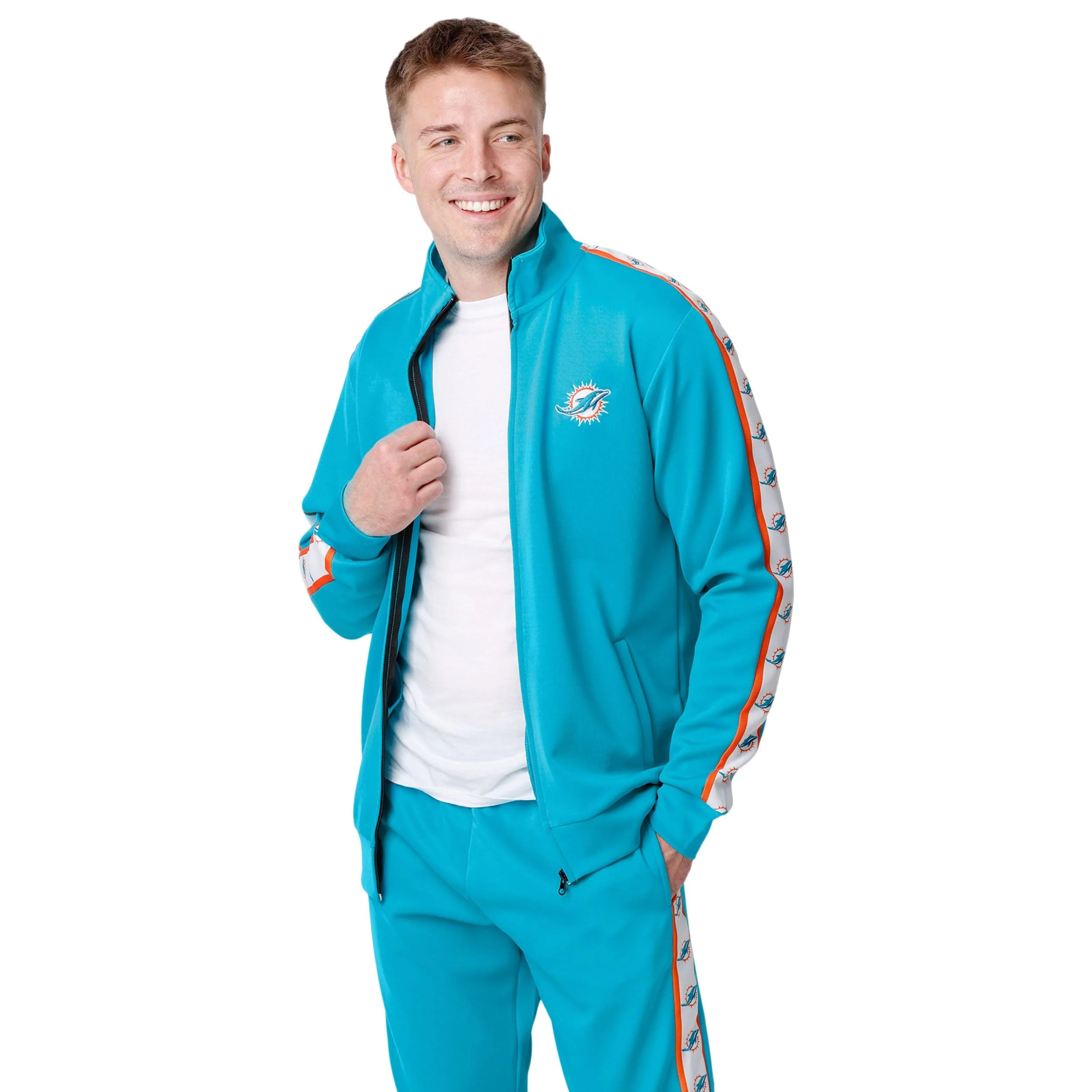 Miami Dolphins NFL Mens Stripe Logo Track Jacket - Image 5