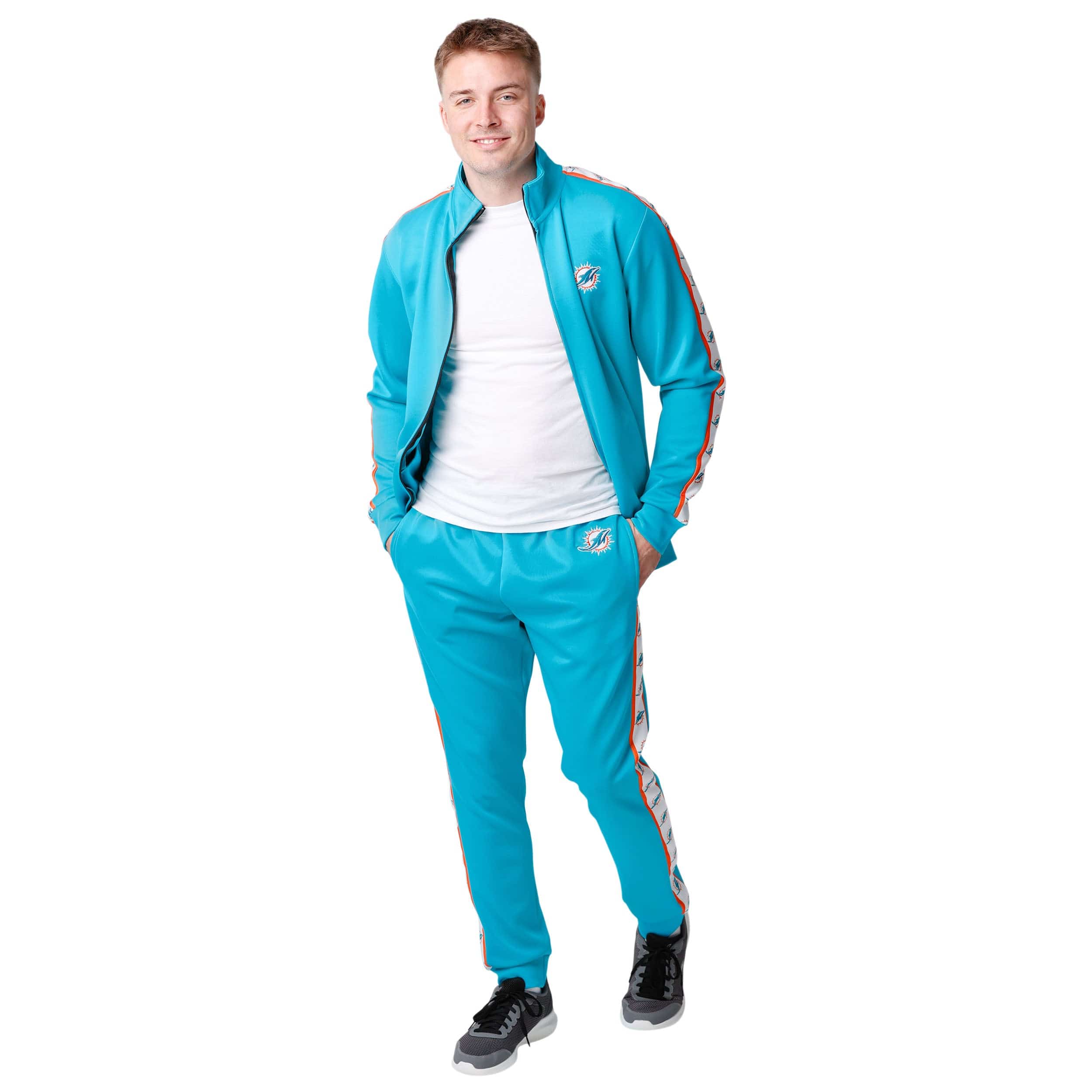 Miami Dolphins NFL Mens Stripe Logo Track Jacket - Image 7