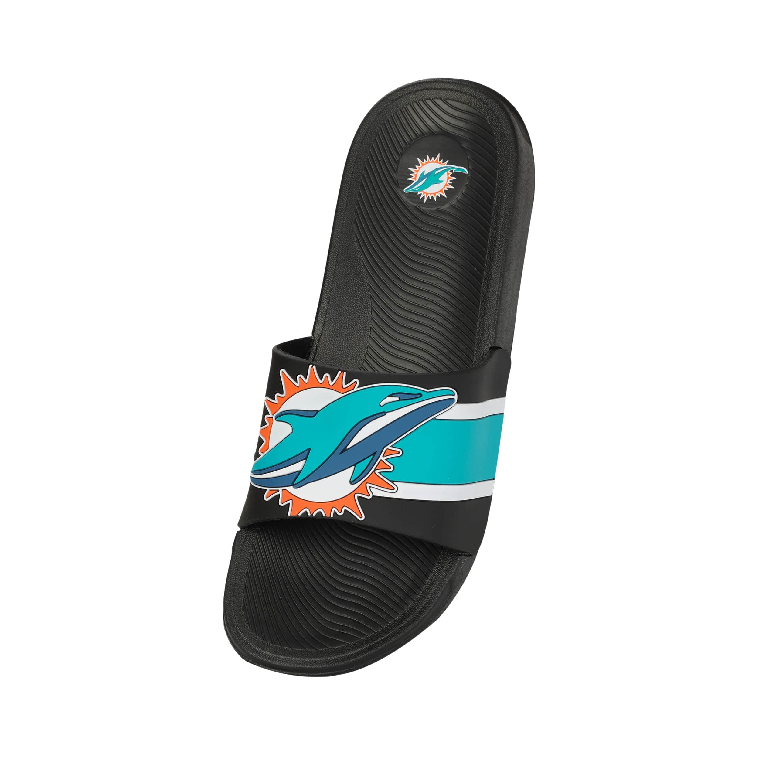 Miami Dolphins NFL Mens Striped Big Logo Raised Slide - Image 3