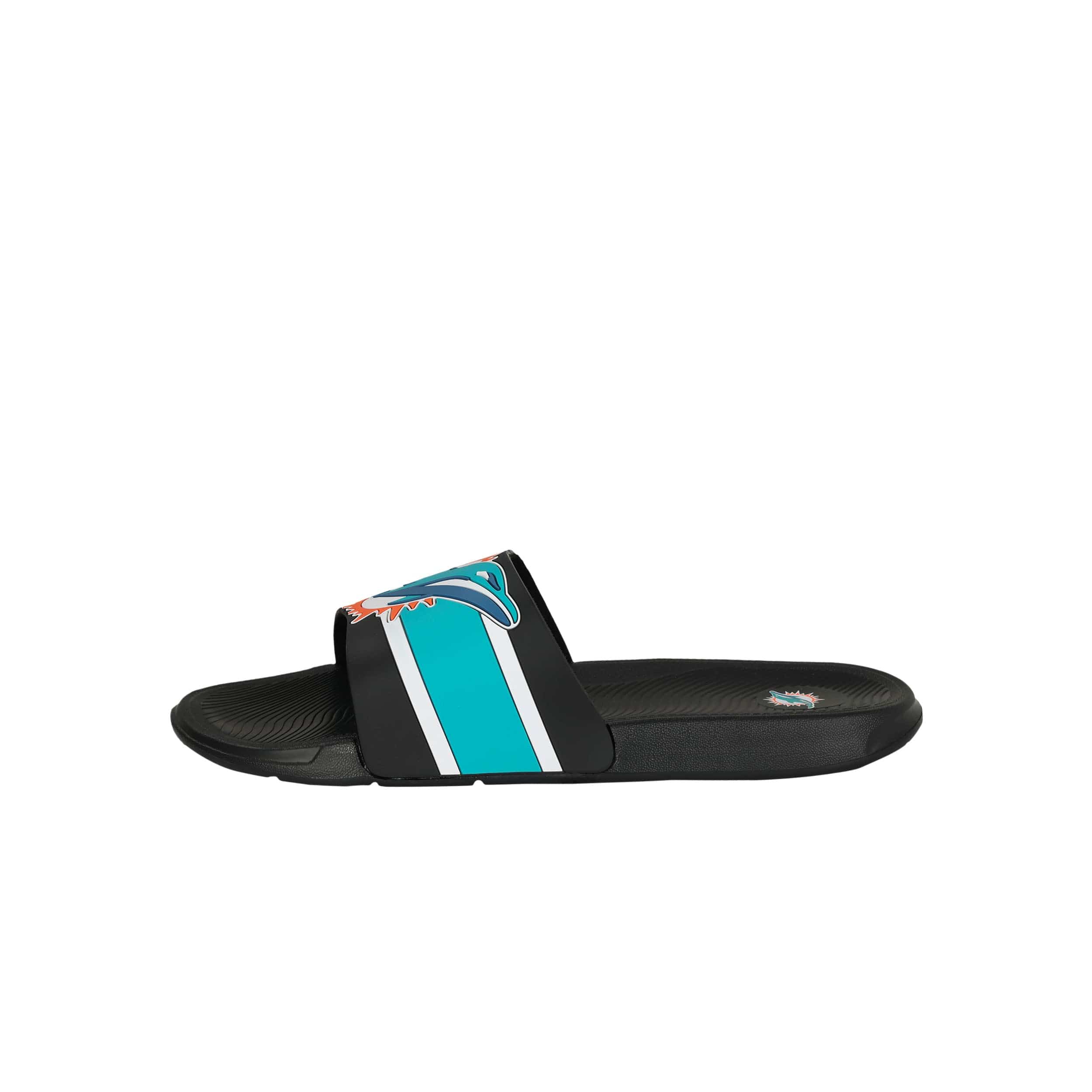 Miami Dolphins NFL Mens Striped Big Logo Raised Slide - Image 4