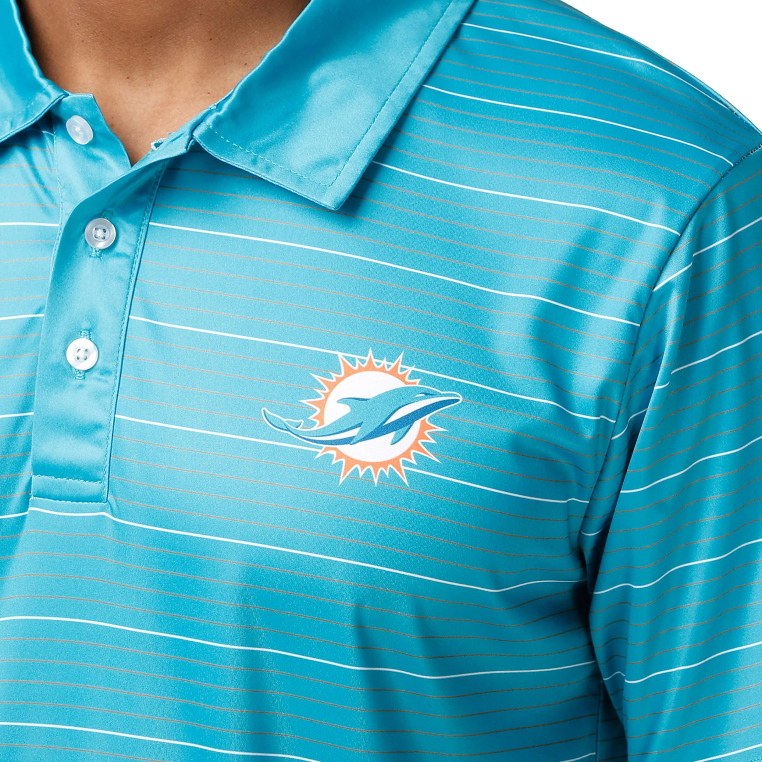 Miami Dolphins NFL Mens Striped Polyester Polo - Image 4