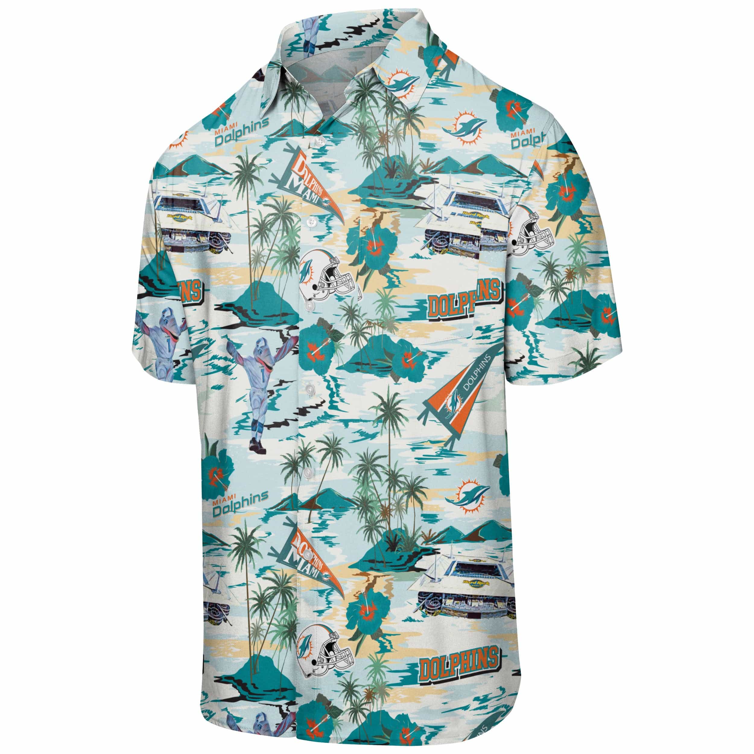 Miami Dolphins NFL Mens Thematic Stadium Print Button Up Shirt - Image 4
