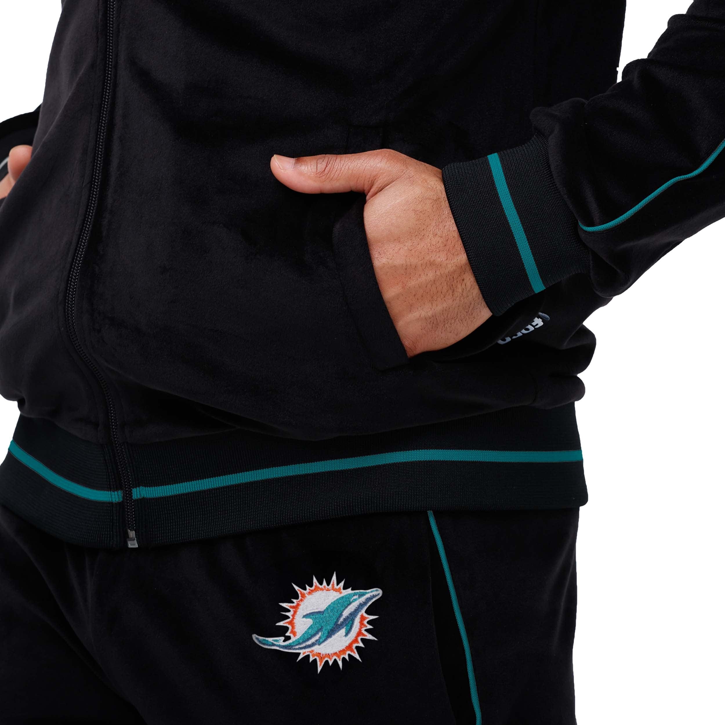 Miami Dolphins NFL Mens Velour Zip Up Top - Image 4