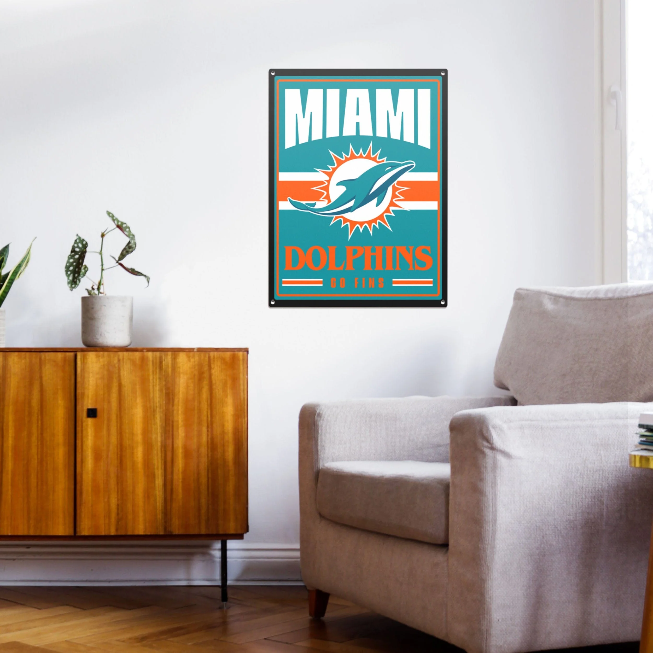 Miami Dolphins NFL Metal Tacker Wall Sign - Image 3