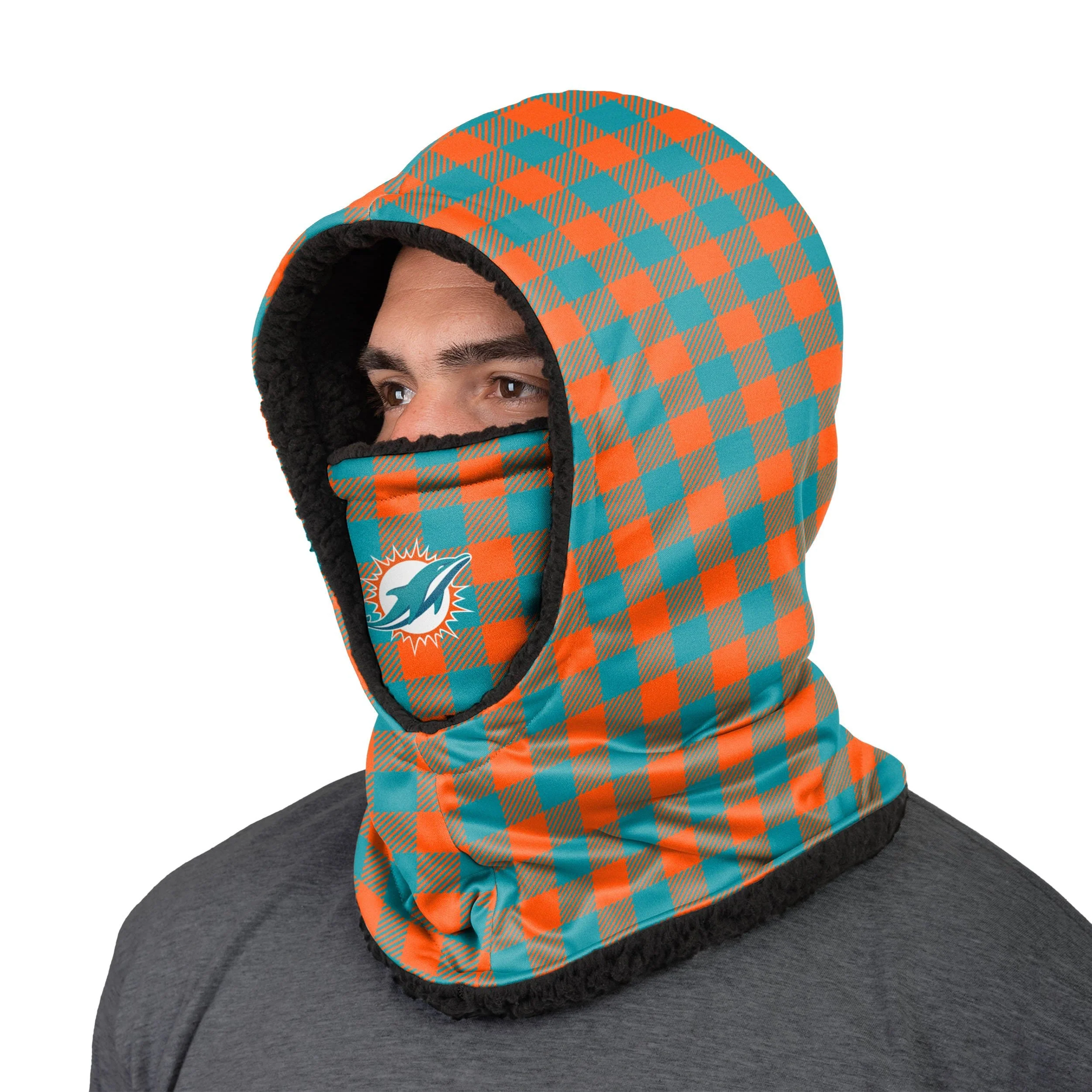 Miami Dolphins NFL Plaid Hooded Gaiter - Image 2