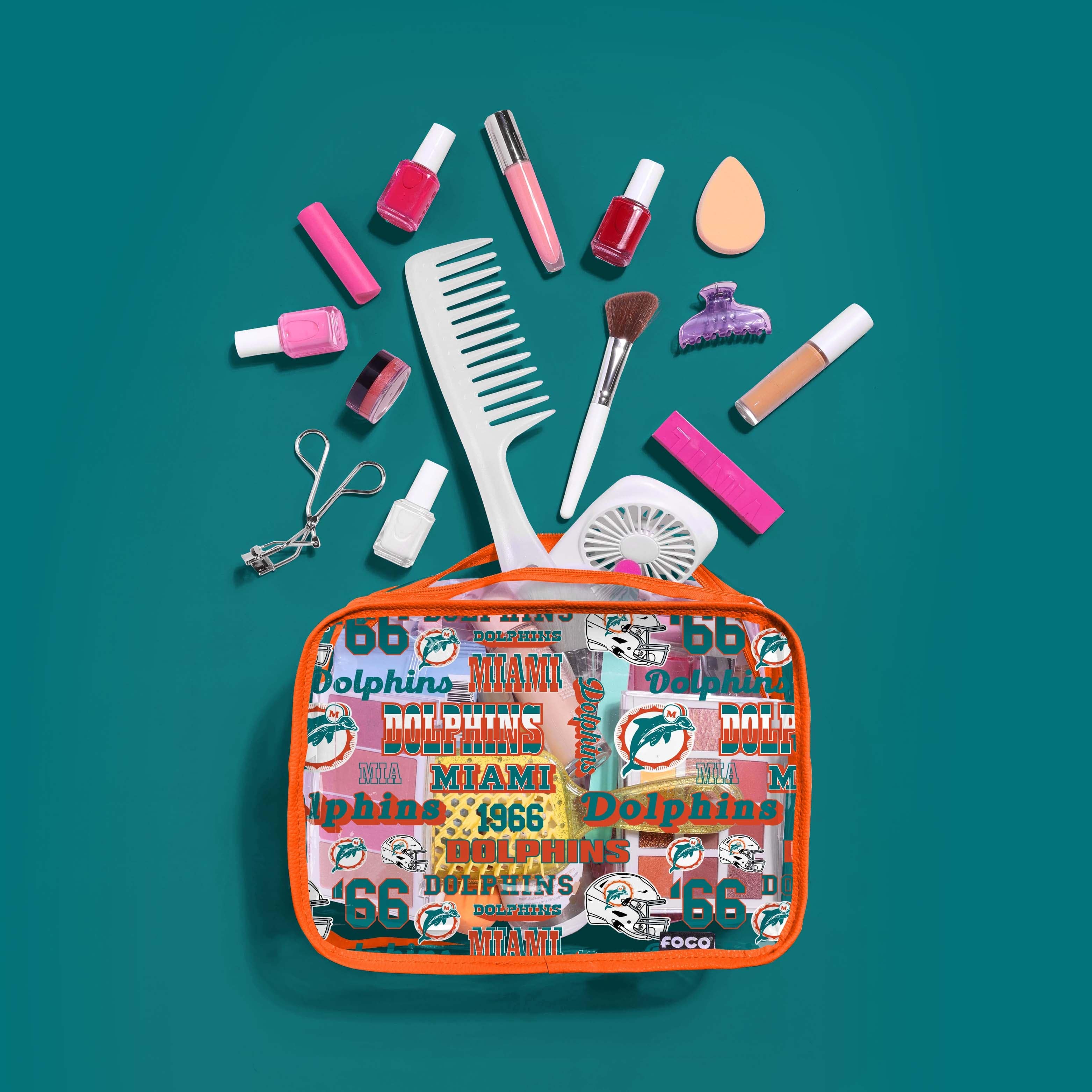 Miami Dolphins NFL Repeat Retro Print Clear Cosmetic Bag - Image 2