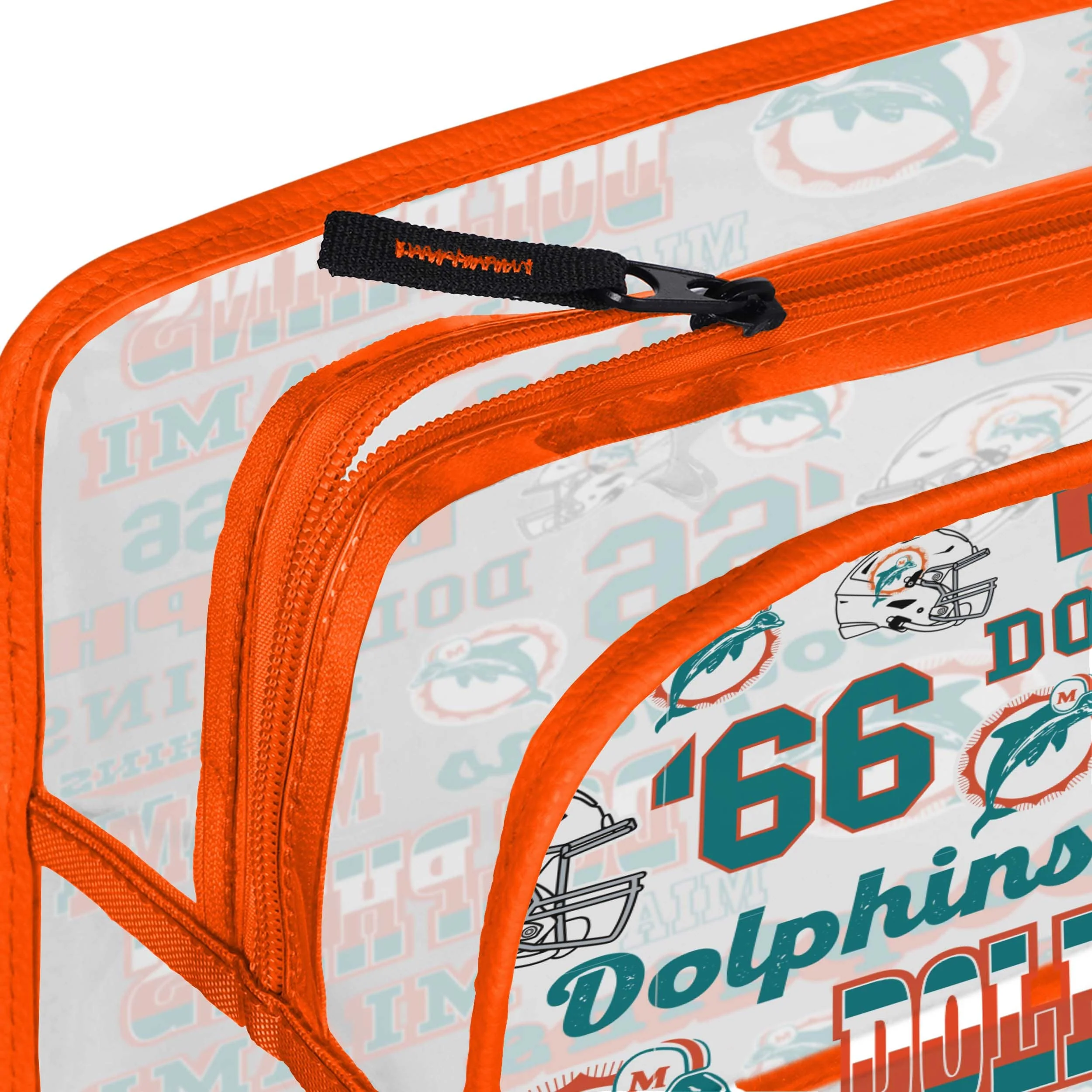 Miami Dolphins NFL Repeat Retro Print Clear Cosmetic Bag - Image 4