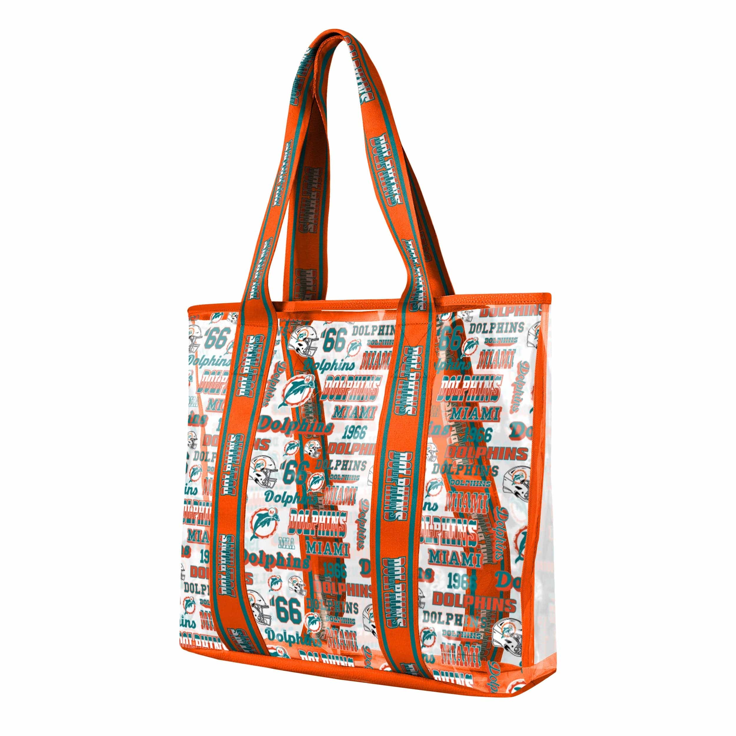 Miami Dolphins NFL Repeat Retro Print Clear Tote Bag - Image 2