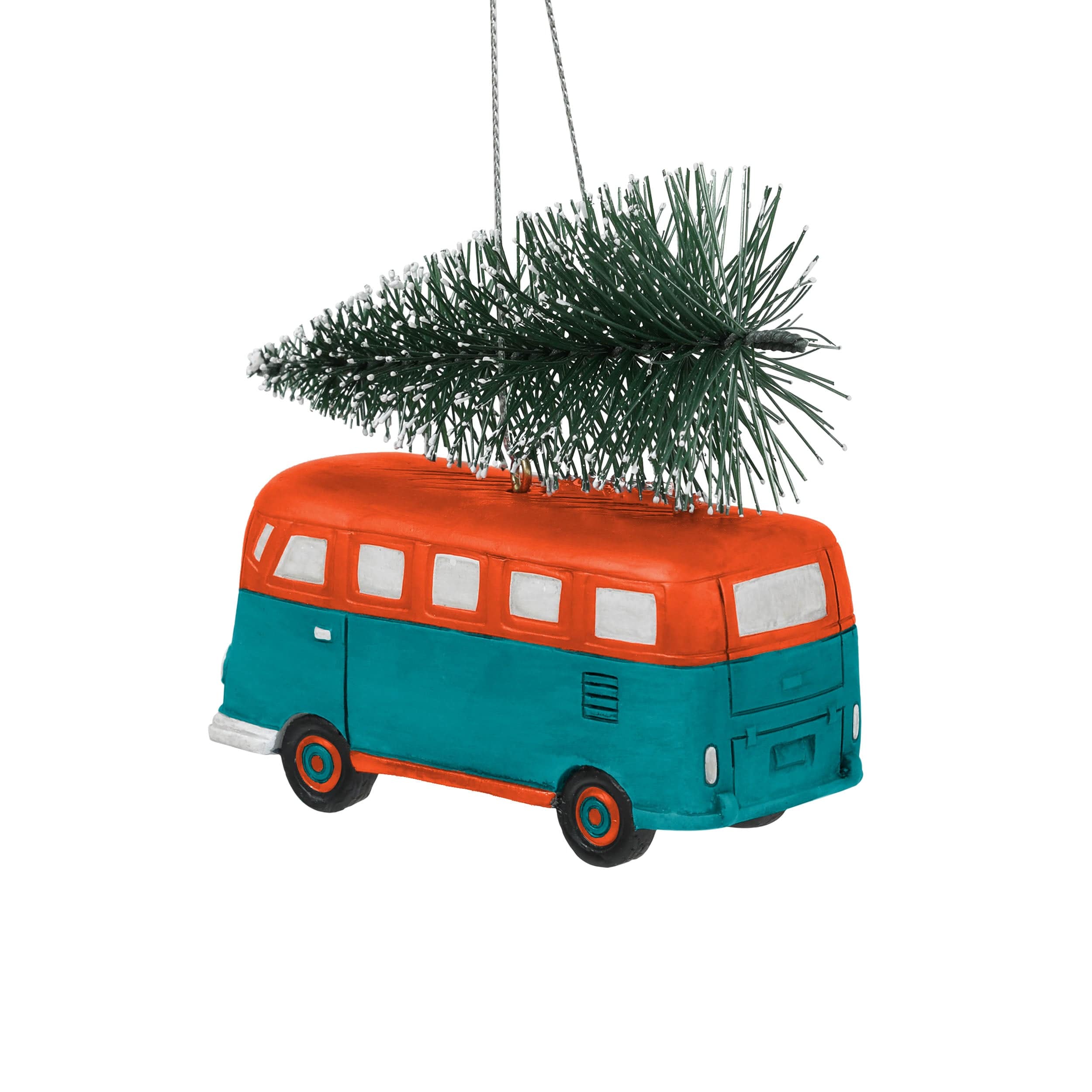 Miami Dolphins NFL Retro Bus With Tree Ornament - Image 3