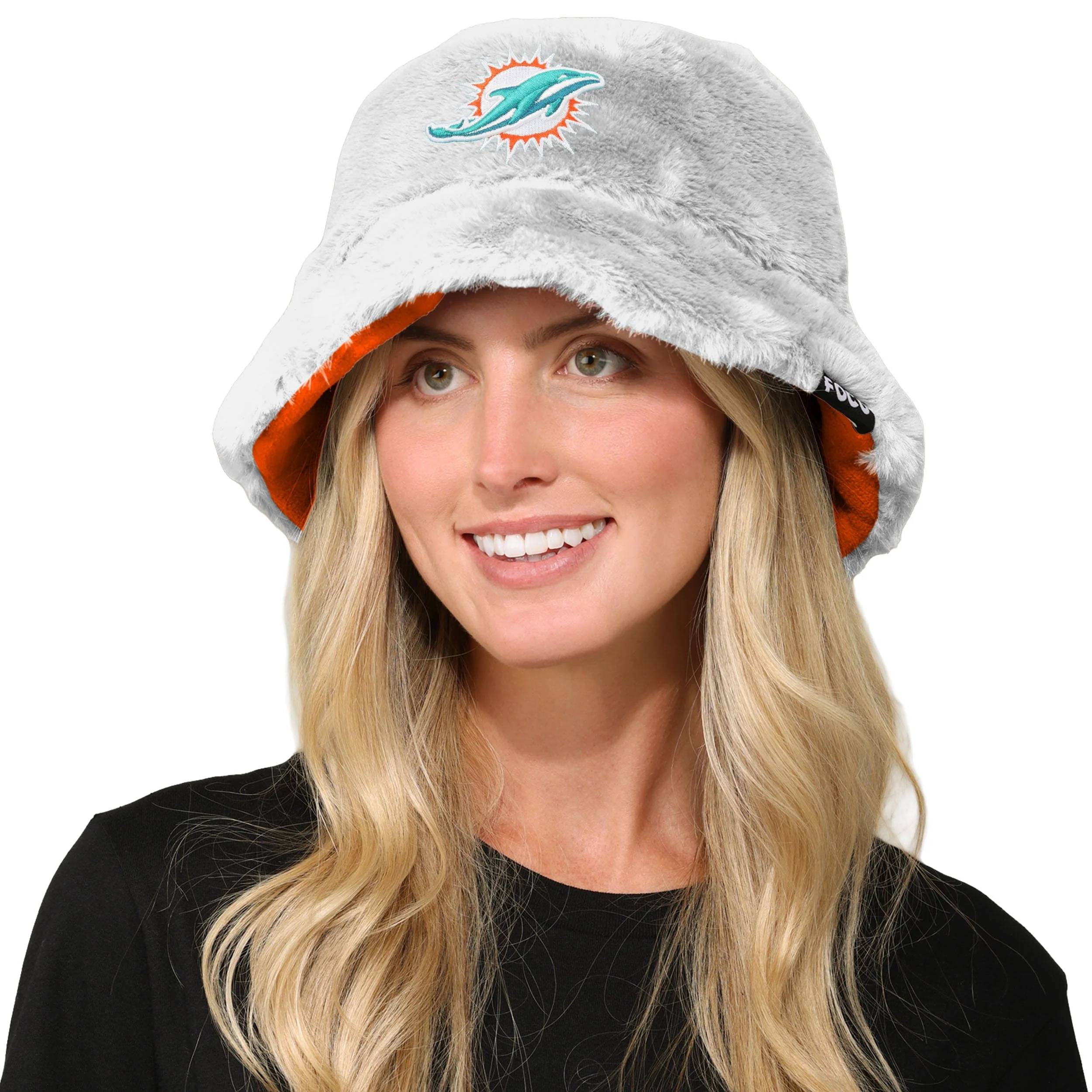 Miami Dolphins NFL Reversible Faux Fur Bucket Hat - Image 2