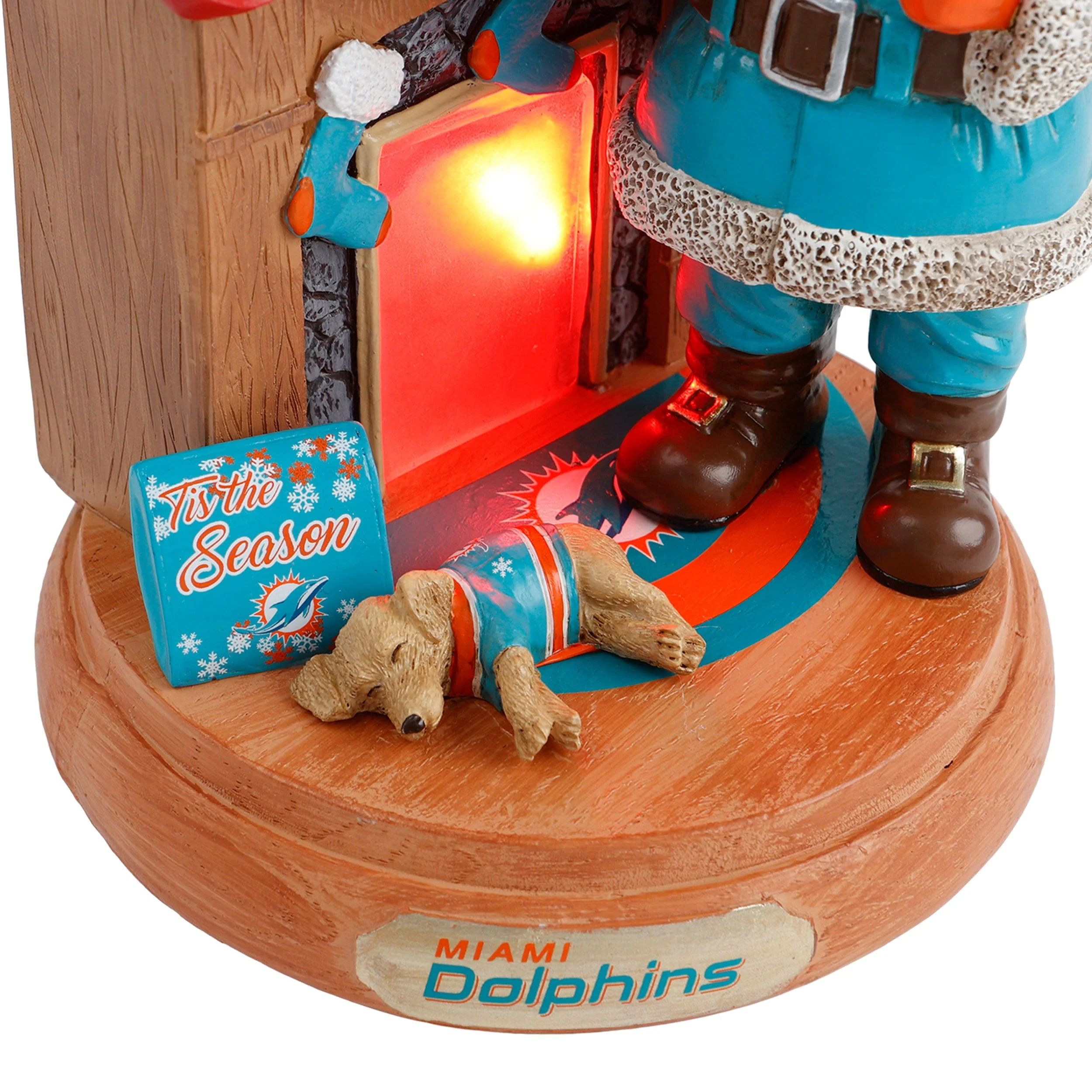 Miami Dolphins NFL Santa Fireplace Figurine - Image 3