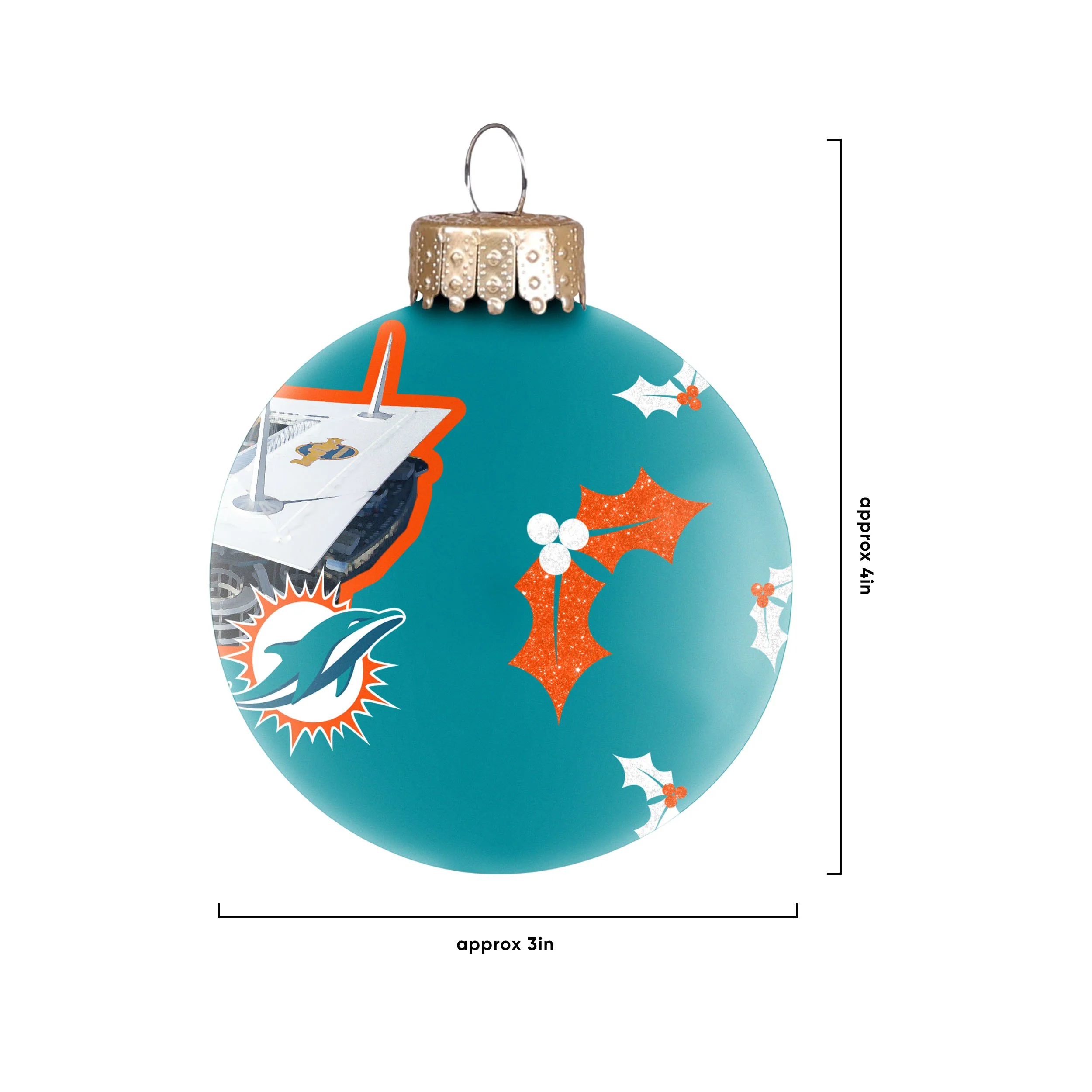 Miami Dolphins NFL Stadium Print Glass Ball Ornament - Image 4