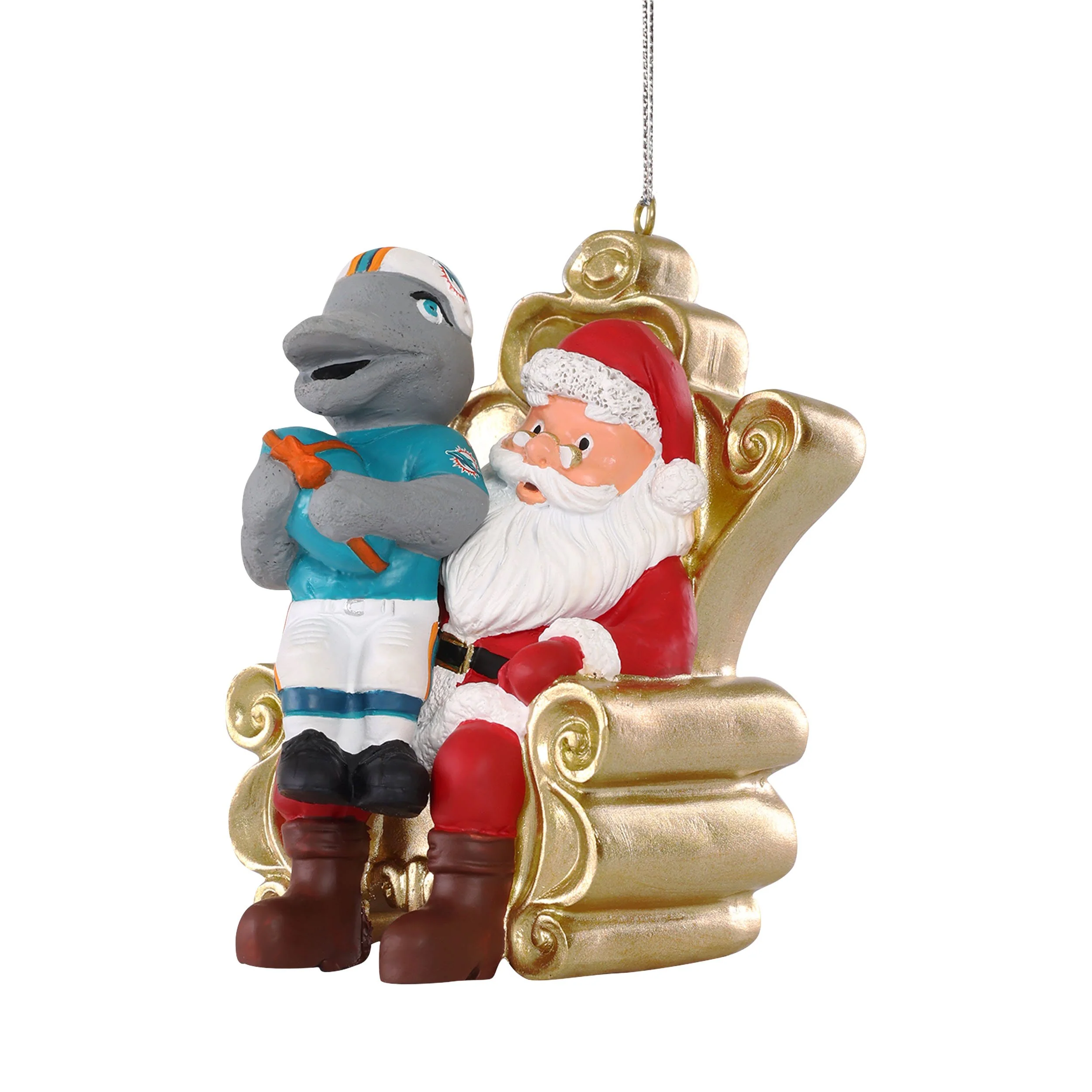 Miami Dolphins NFL TD Mascot on Santas Lap Ornament - Image 2