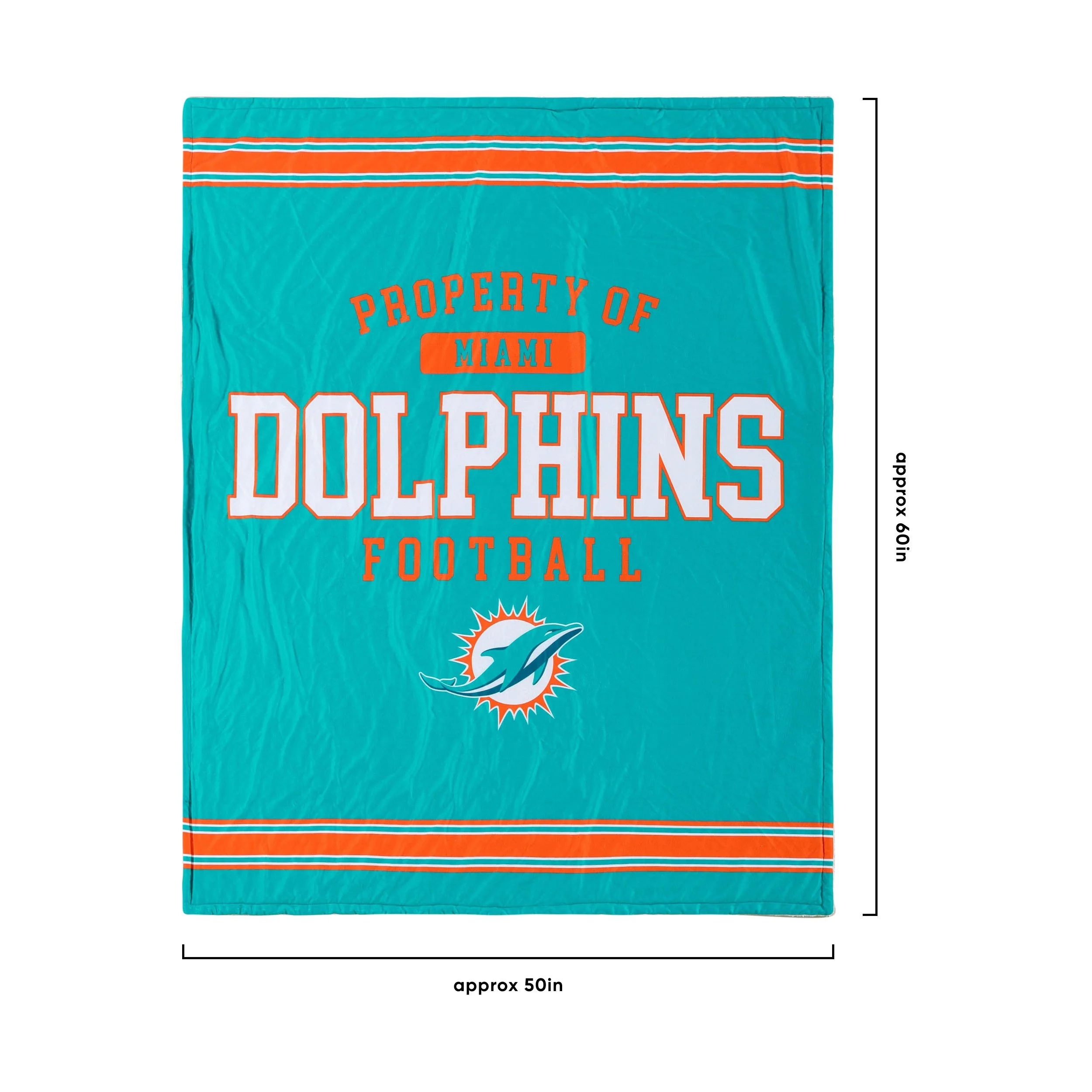Miami Dolphins NFL Team Property Sherpa Plush Throw Blanket - Image 3