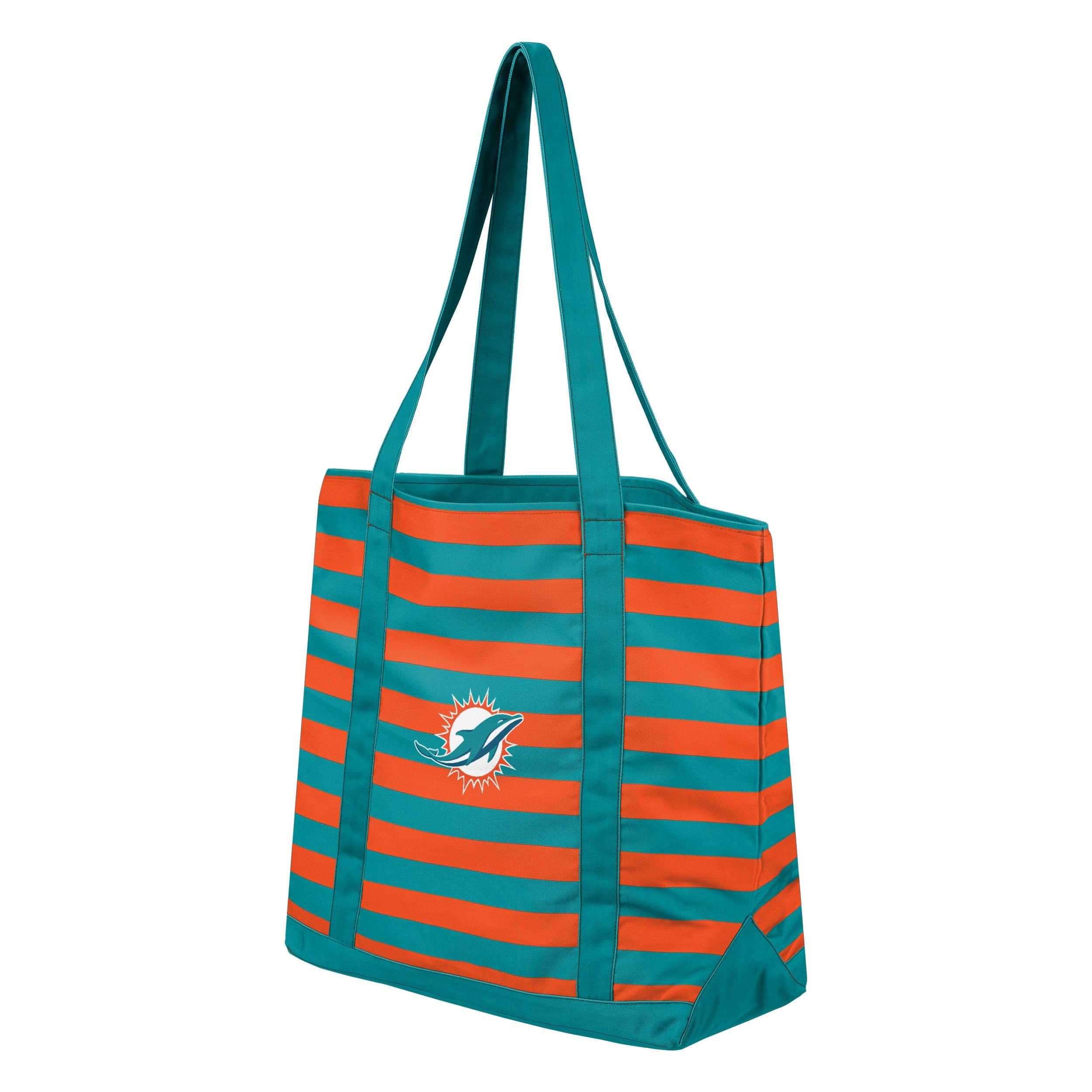 Miami Dolphins NFL Team Stripe Canvas Tote Bag - Image 2