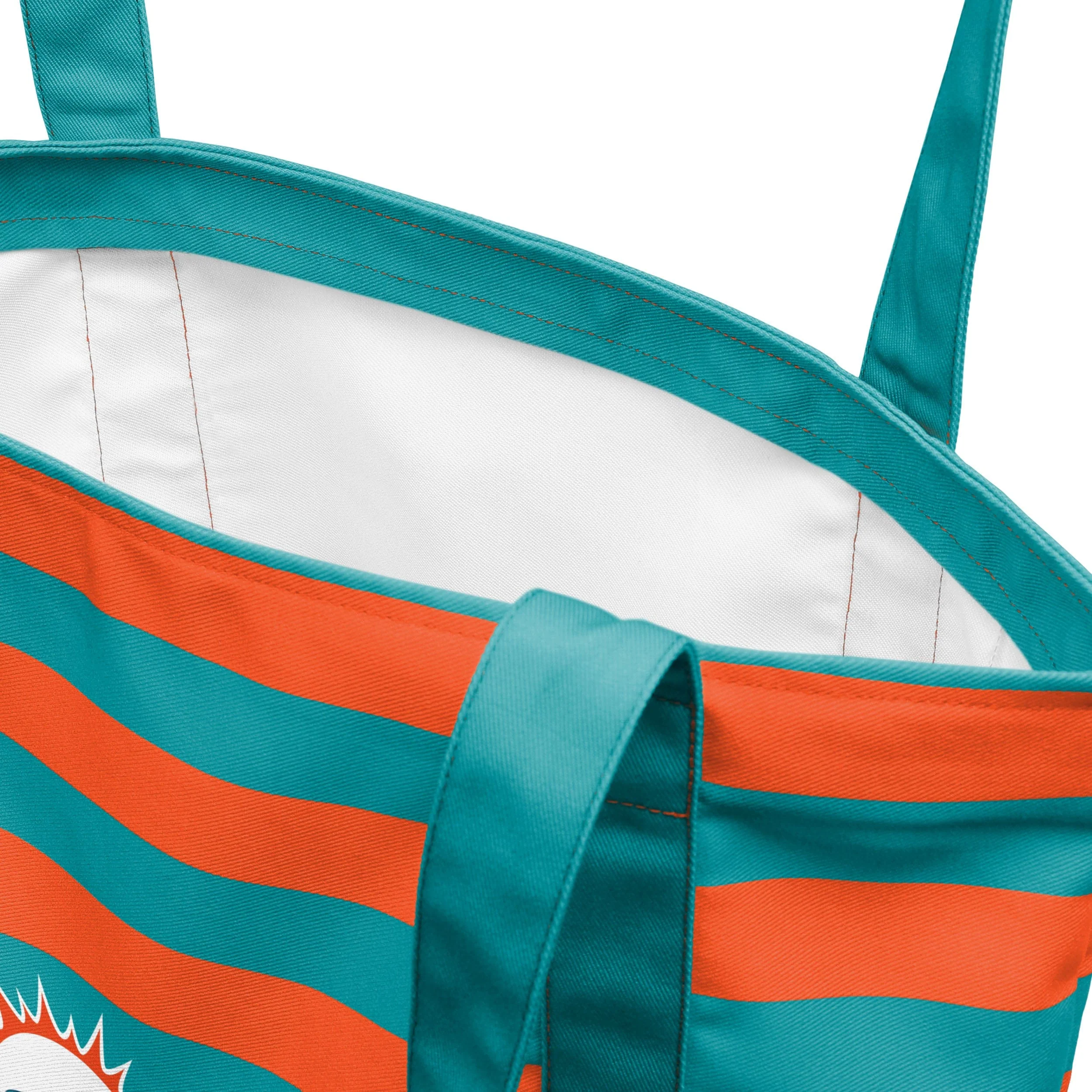 Miami Dolphins NFL Team Stripe Canvas Tote Bag - Image 4