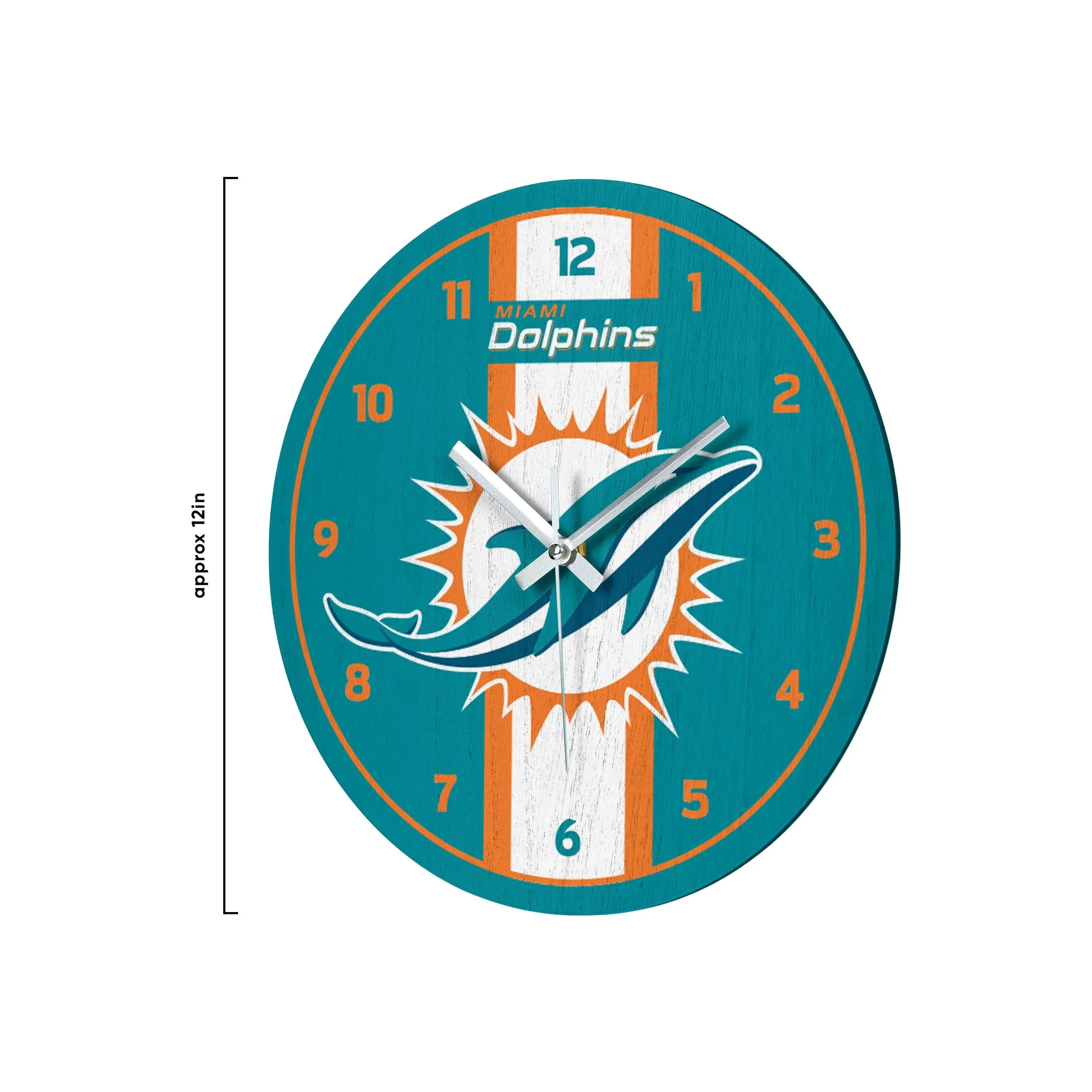 Miami Dolphins NFL Team Stripe Clock - Image 2