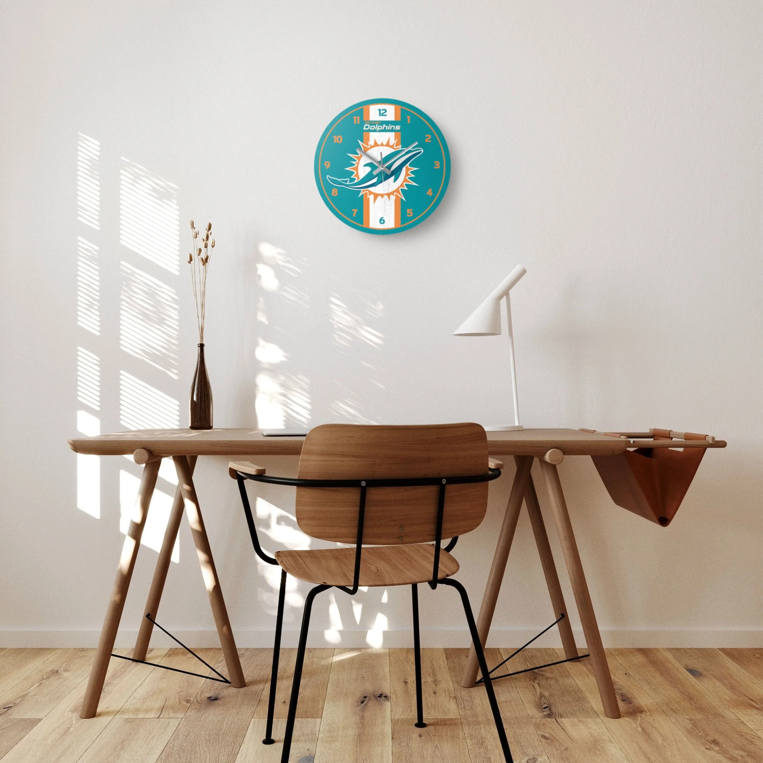 Miami Dolphins NFL Team Stripe Clock - Image 4
