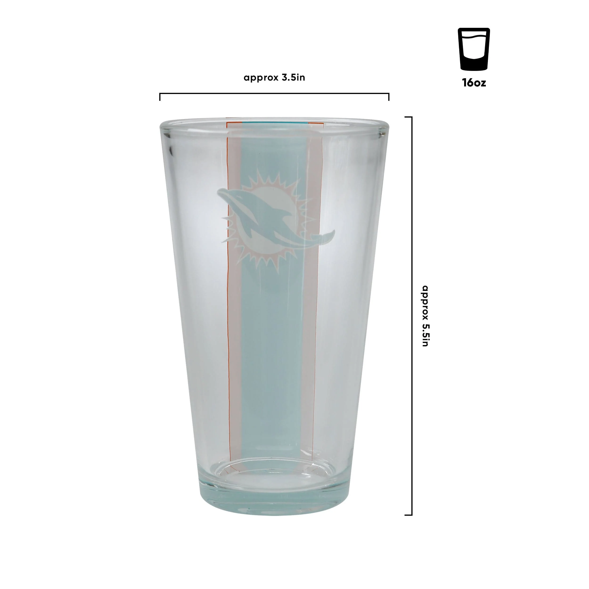 Miami Dolphins NFL Team Stripe Pint Glass - Image 3