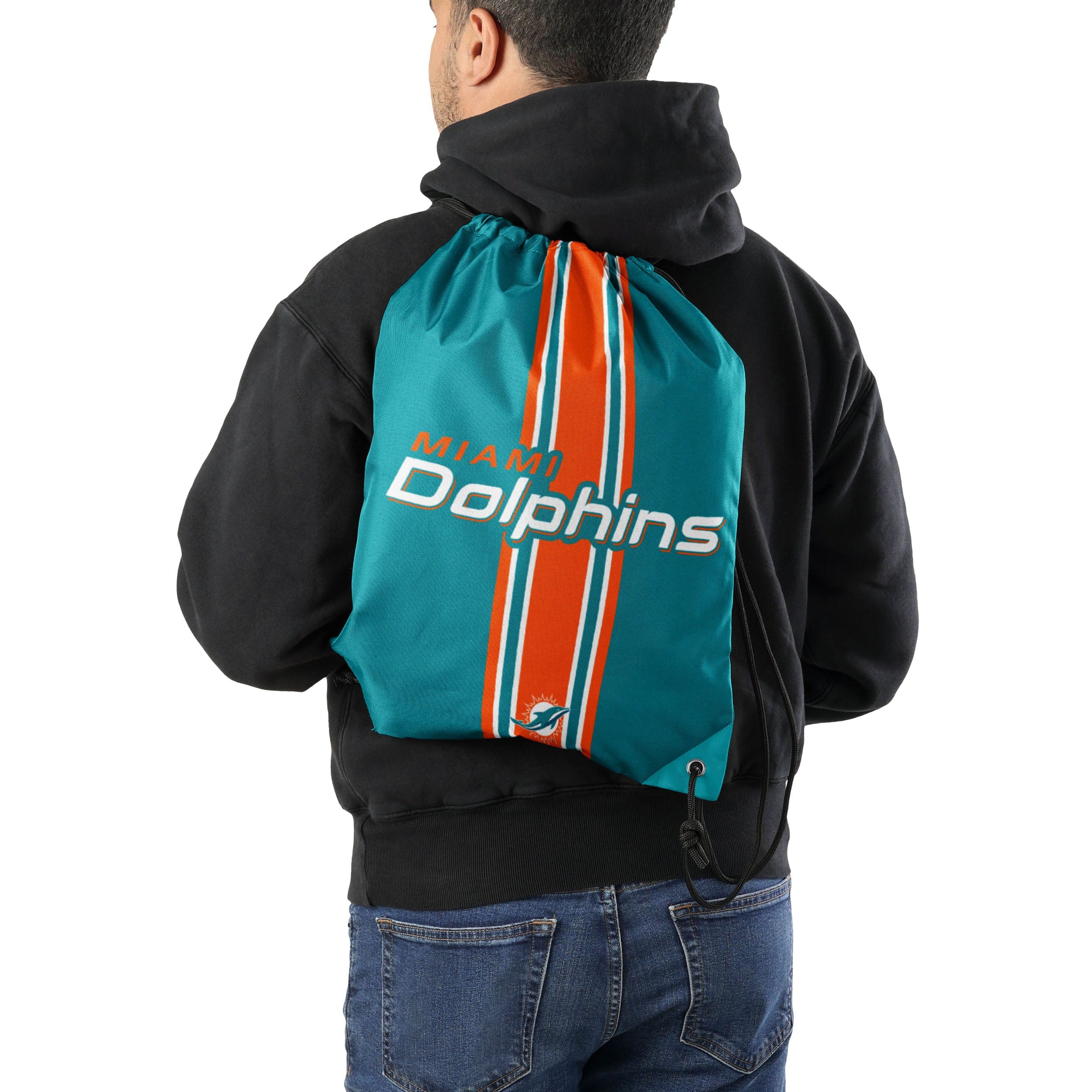 Miami Dolphins NFL Team Stripe Wordmark Drawstring Backpack - Image 2