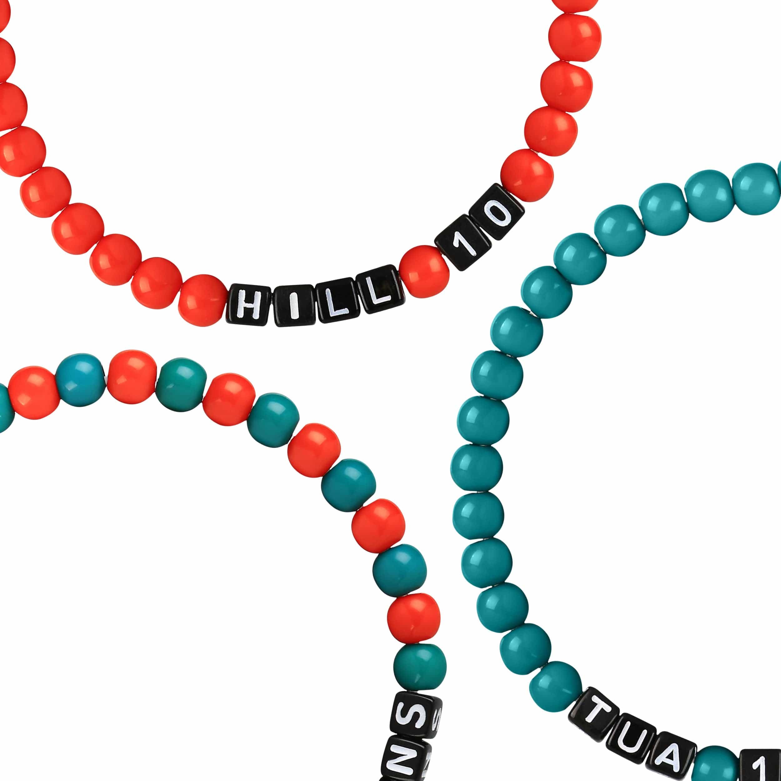 Miami Dolphins NFL Tua Tagovailoa & Tyreek Hill 3 Pack Player Beaded Friendship Bracelet - Image 2