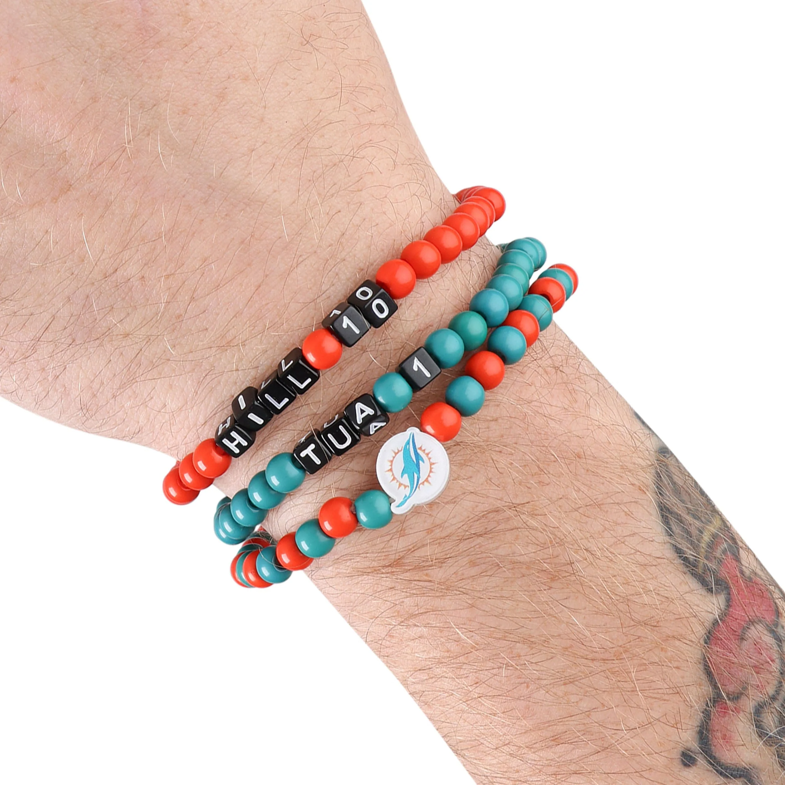 Miami Dolphins NFL Tua Tagovailoa & Tyreek Hill 3 Pack Player Beaded Friendship Bracelet - Image 4