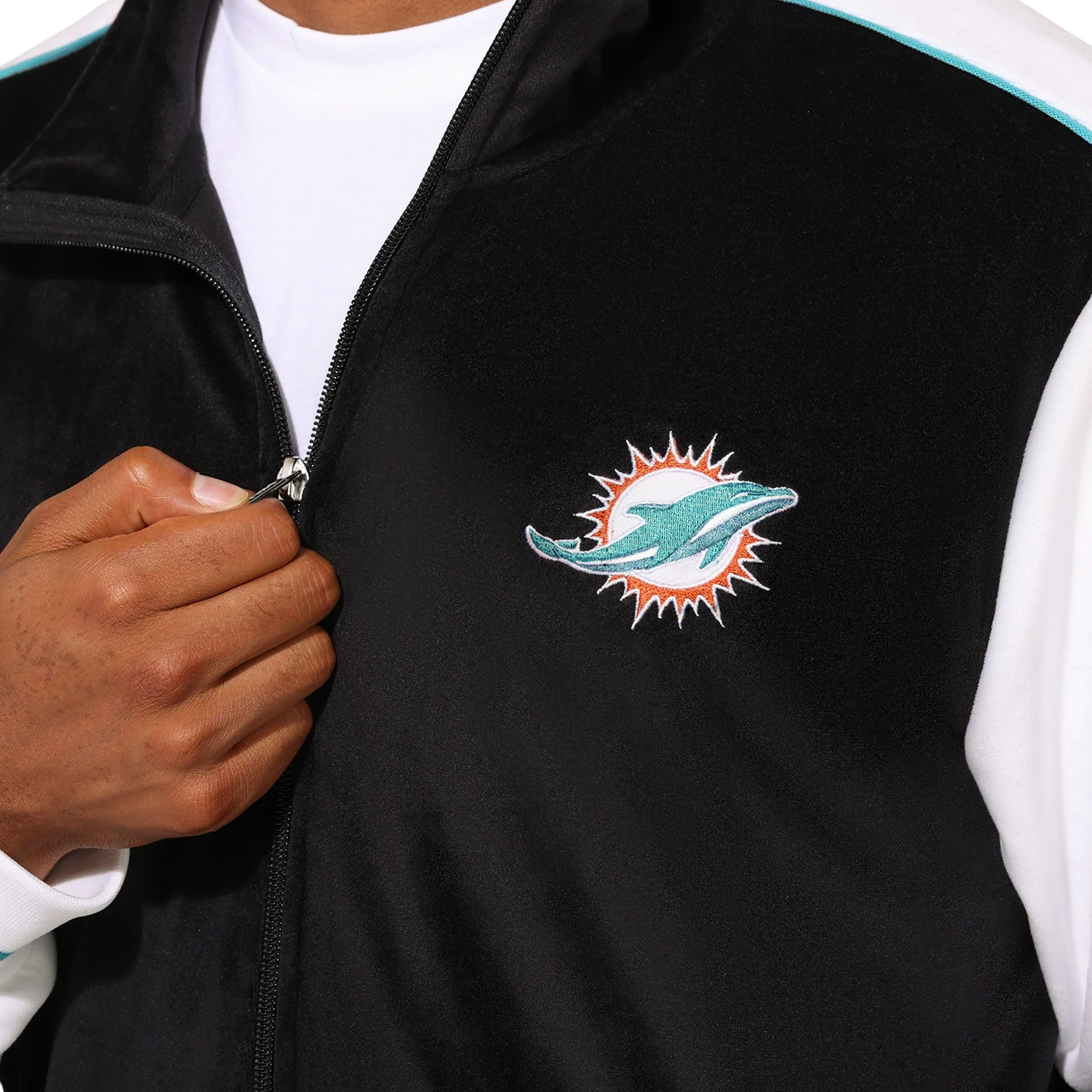 Miami Dolphins NFL Two Tone Velour Zip Up Top - Image 3