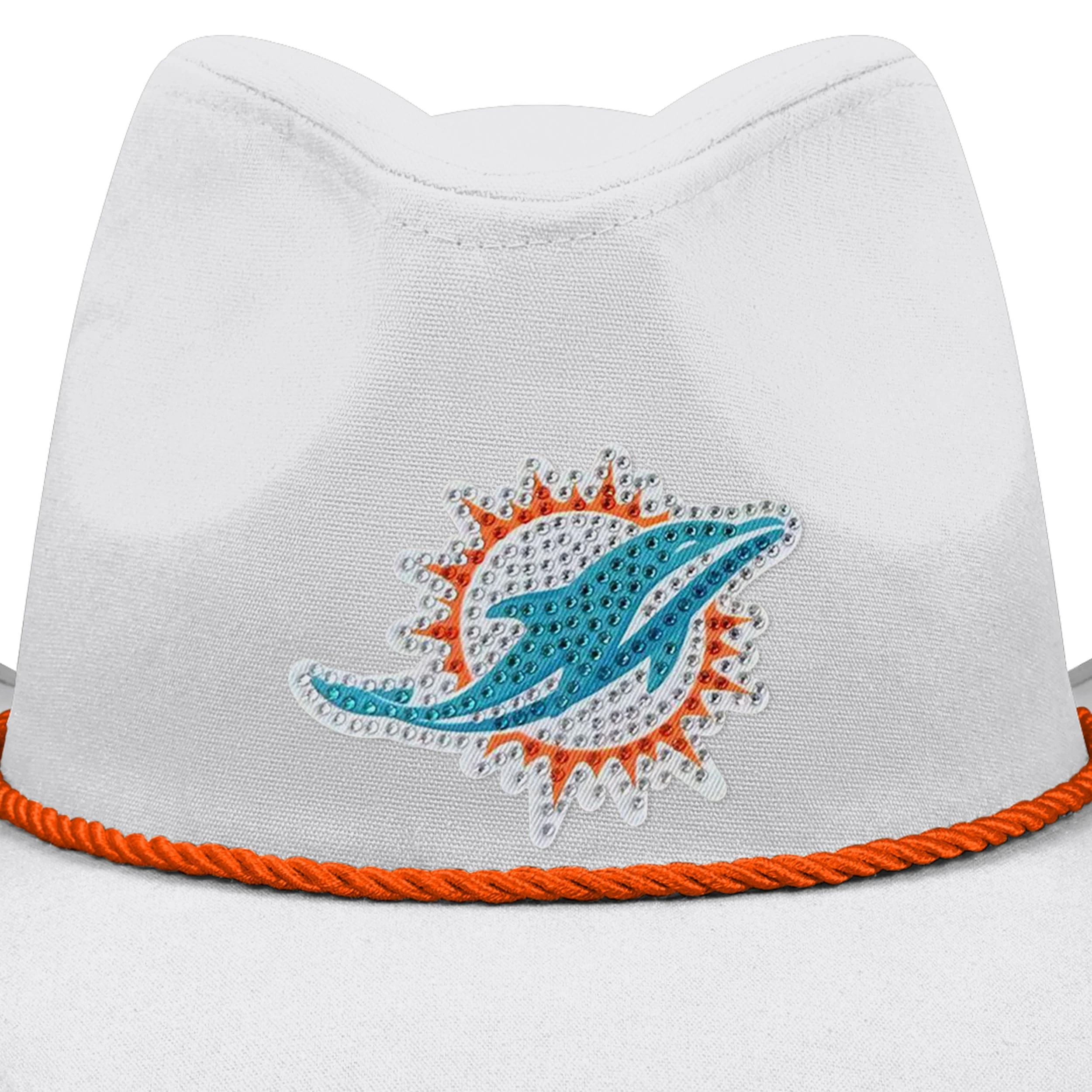 Miami Dolphins NFL White Rhinestone Logo Cowboy Hat - Image 2