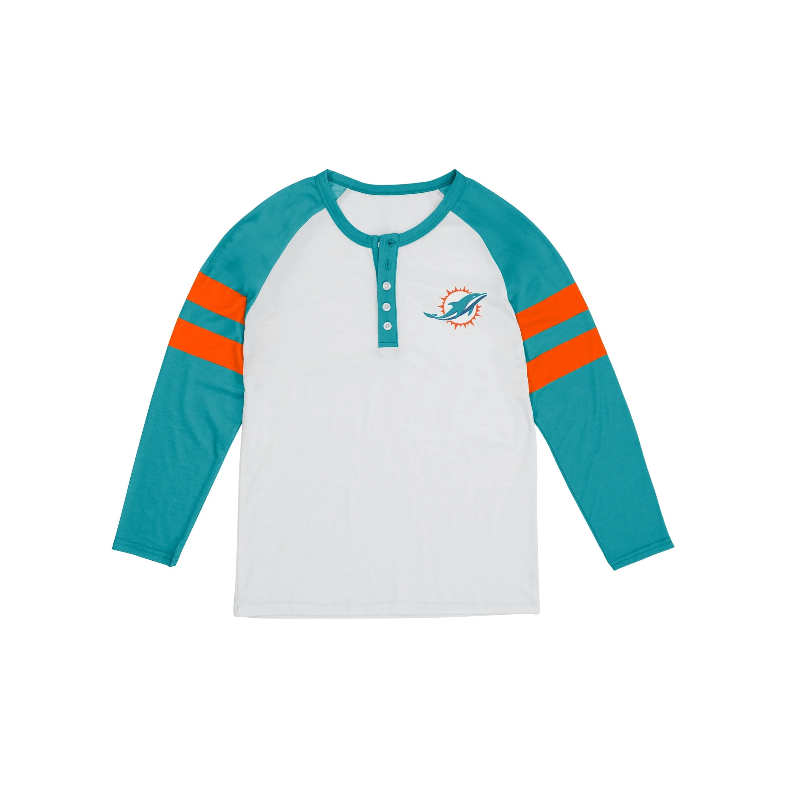 Miami Dolphins NFL Womens Big Logo Long Sleeve Henley - Image 3