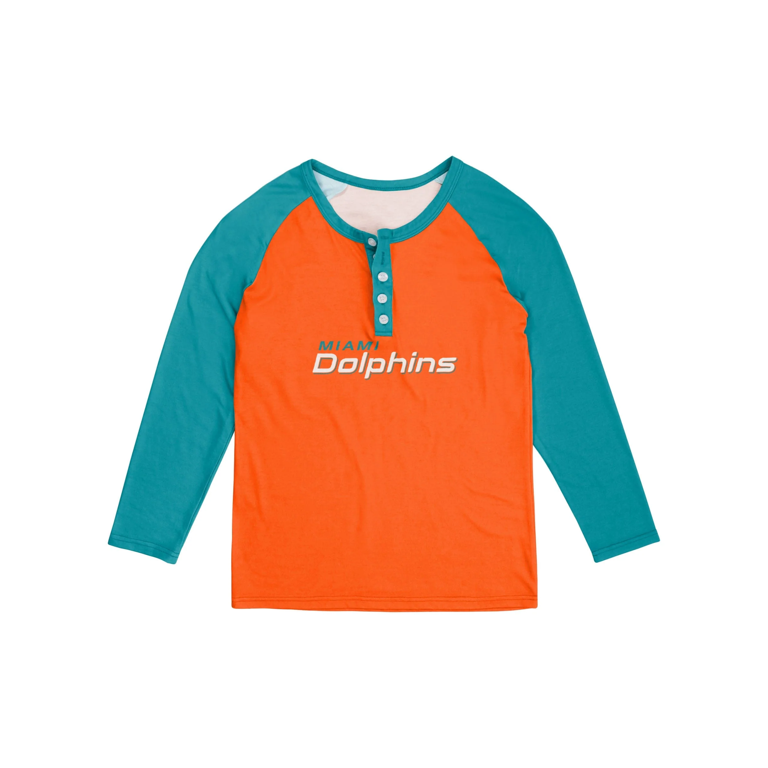 Miami Dolphins NFL Womens Big Wordmark Long Sleeve Henley - Image 3