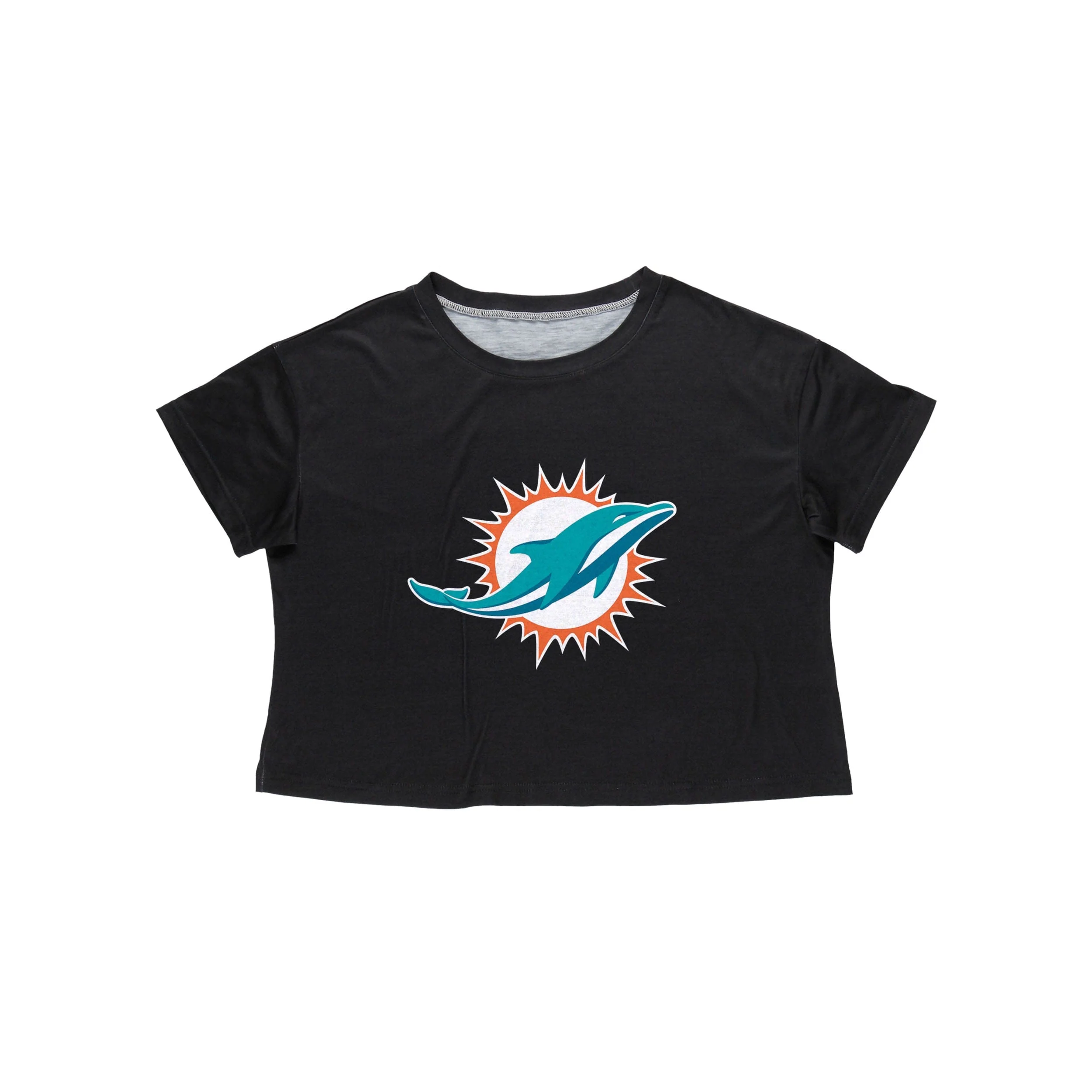 Miami Dolphins NFL Womens Black Big Logo Crop Top - Image 3