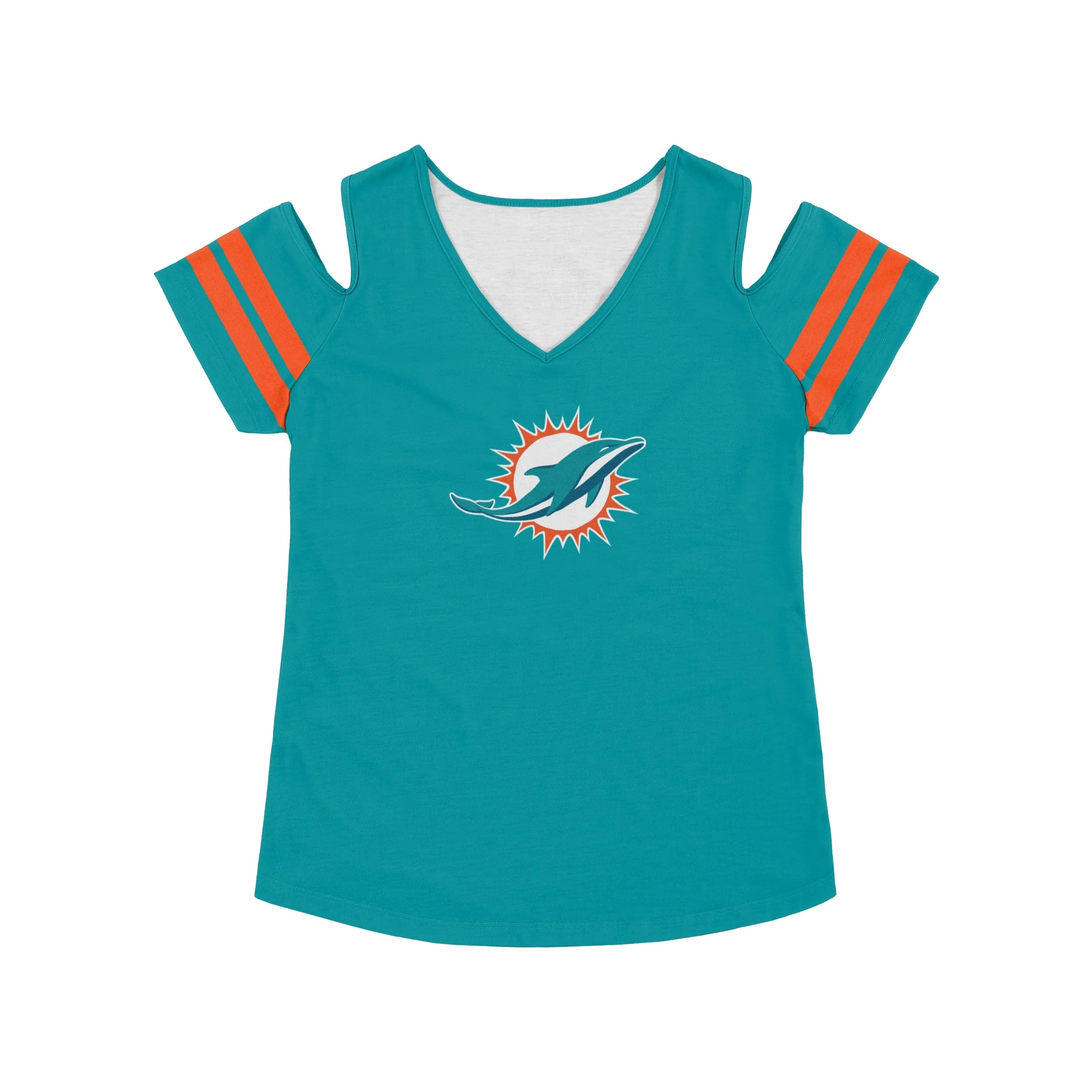 Miami Dolphins NFL Womens Cold Shoulder T-Shirt - Image 4