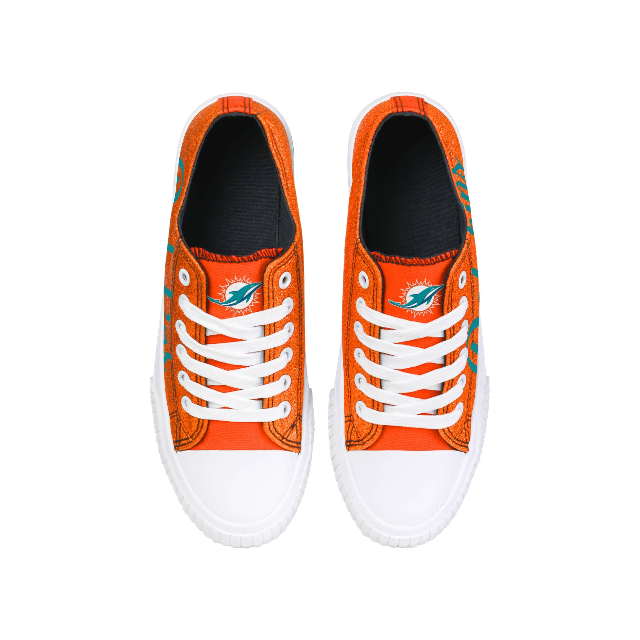 Miami Dolphins NFL Womens Color Glitter Low Top Canvas Shoes - Image 4