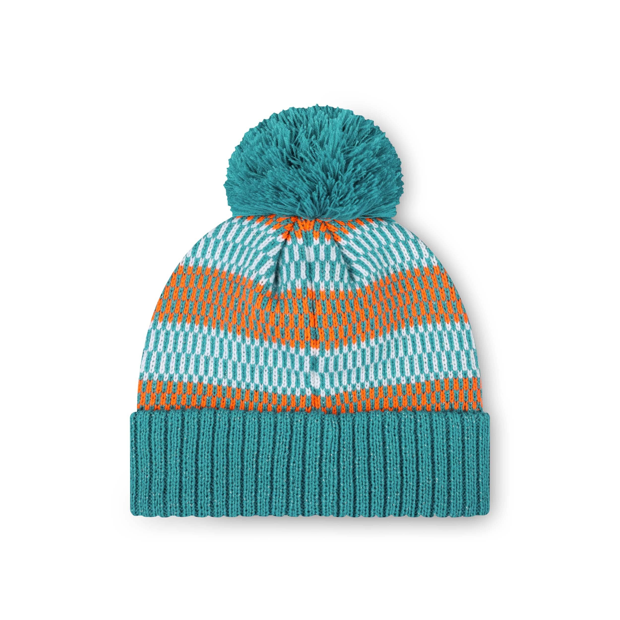 Miami Dolphins NFL Womens Cozy Knit Metallic Thread Pom Beanie - Image 2
