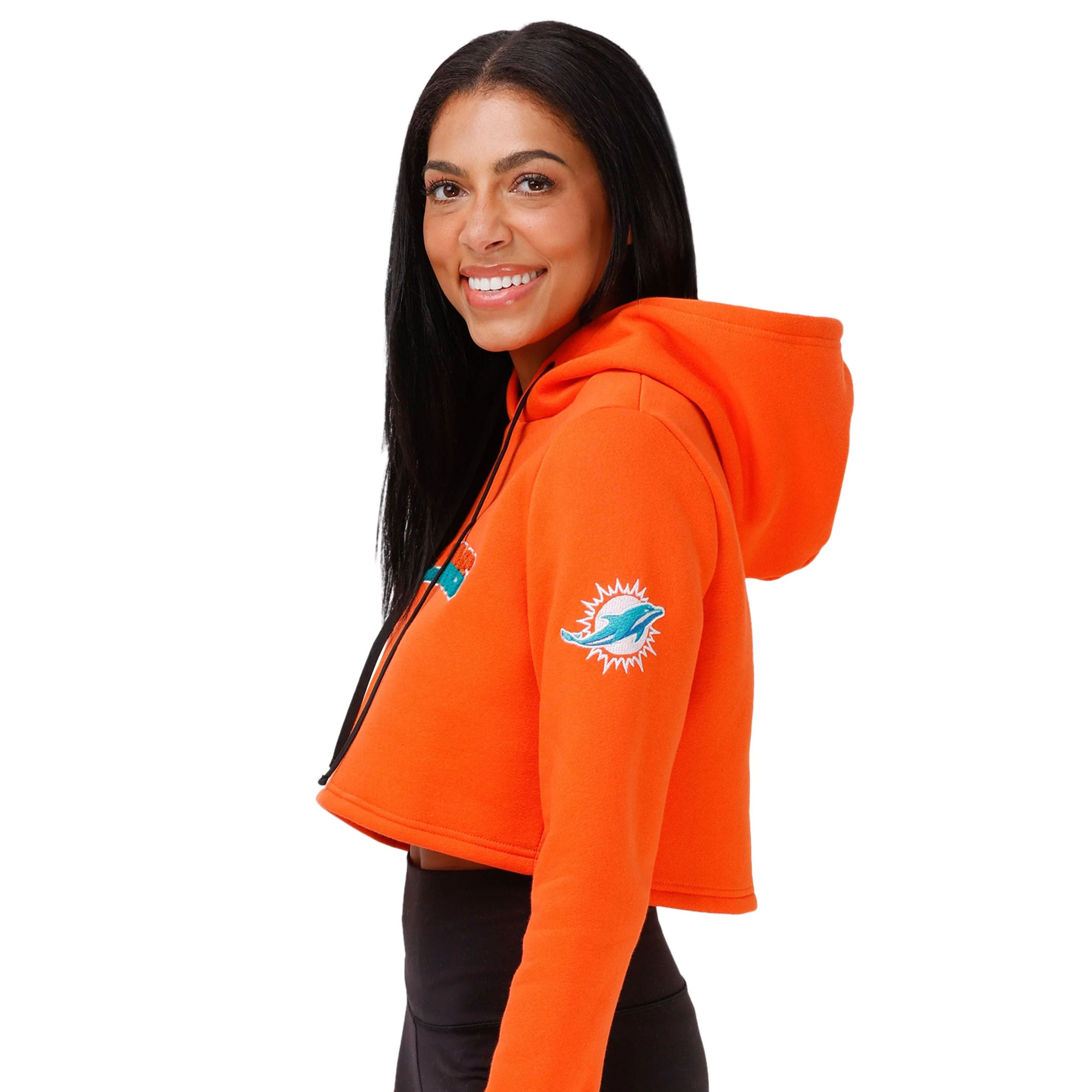 Miami Dolphins NFL Womens Cropped Chenille Hoodie - Image 4