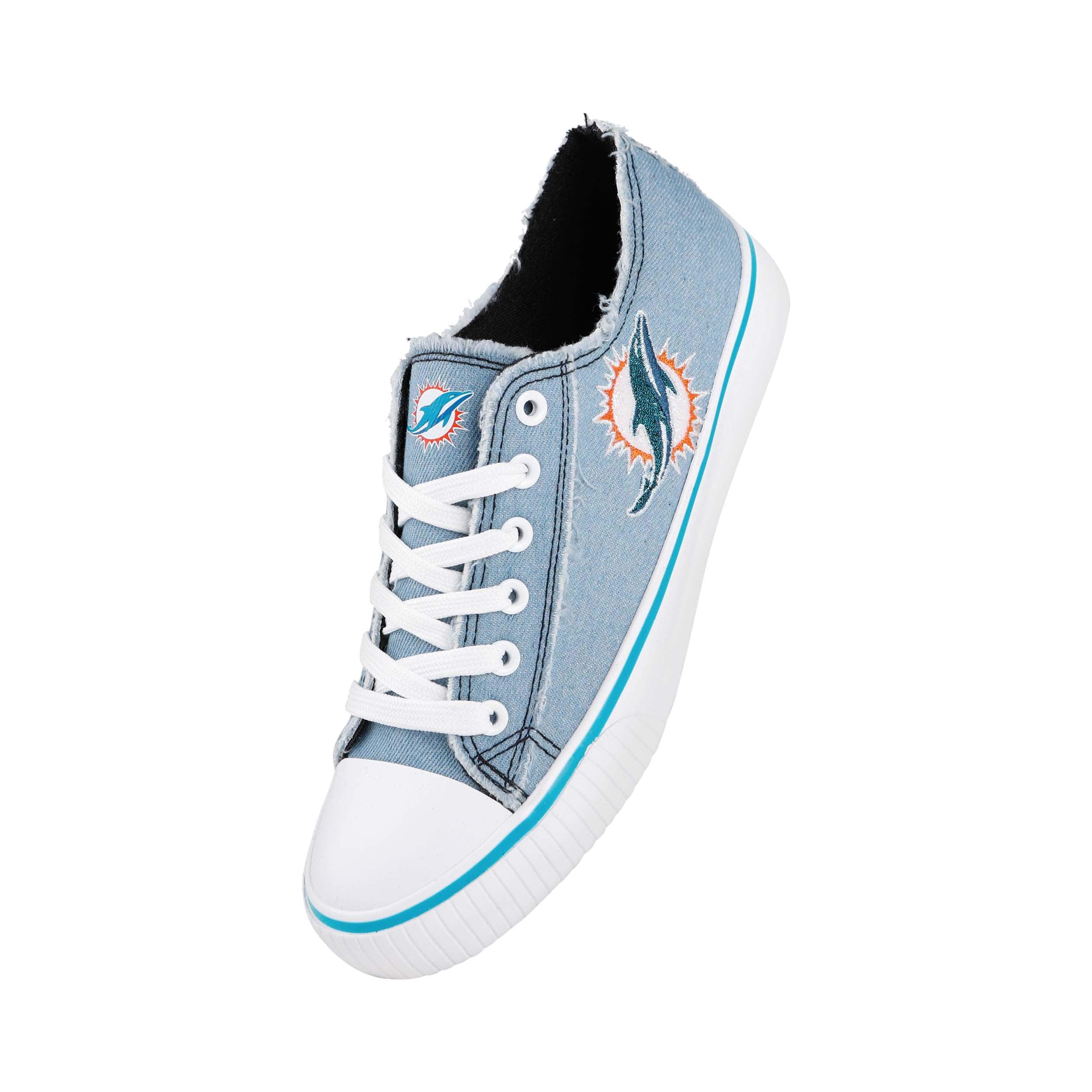 Miami Dolphins NFL Womens Denim Low Top Canvas Shoes - Image 2