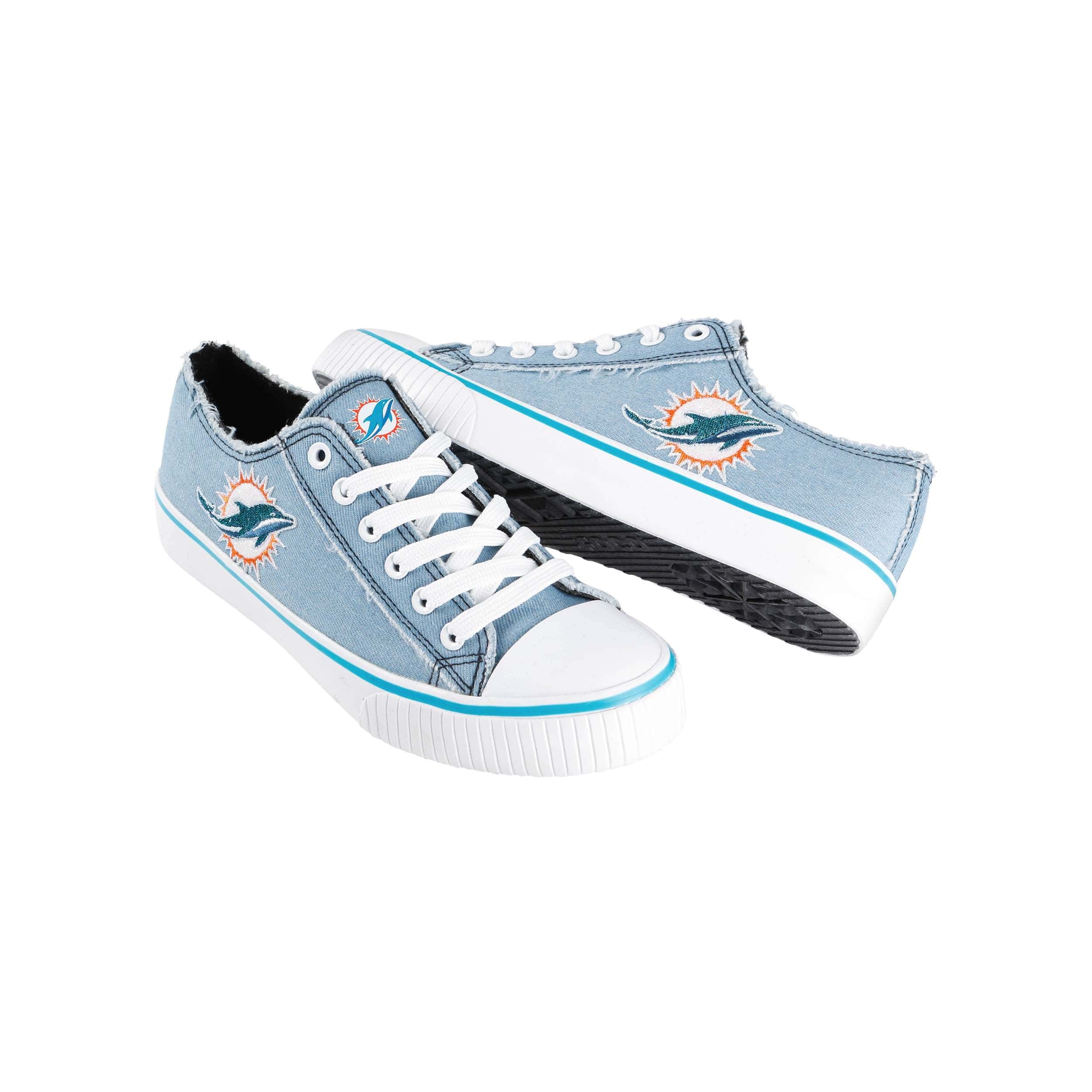 Miami Dolphins NFL Womens Denim Low Top Canvas Shoes - Image 4