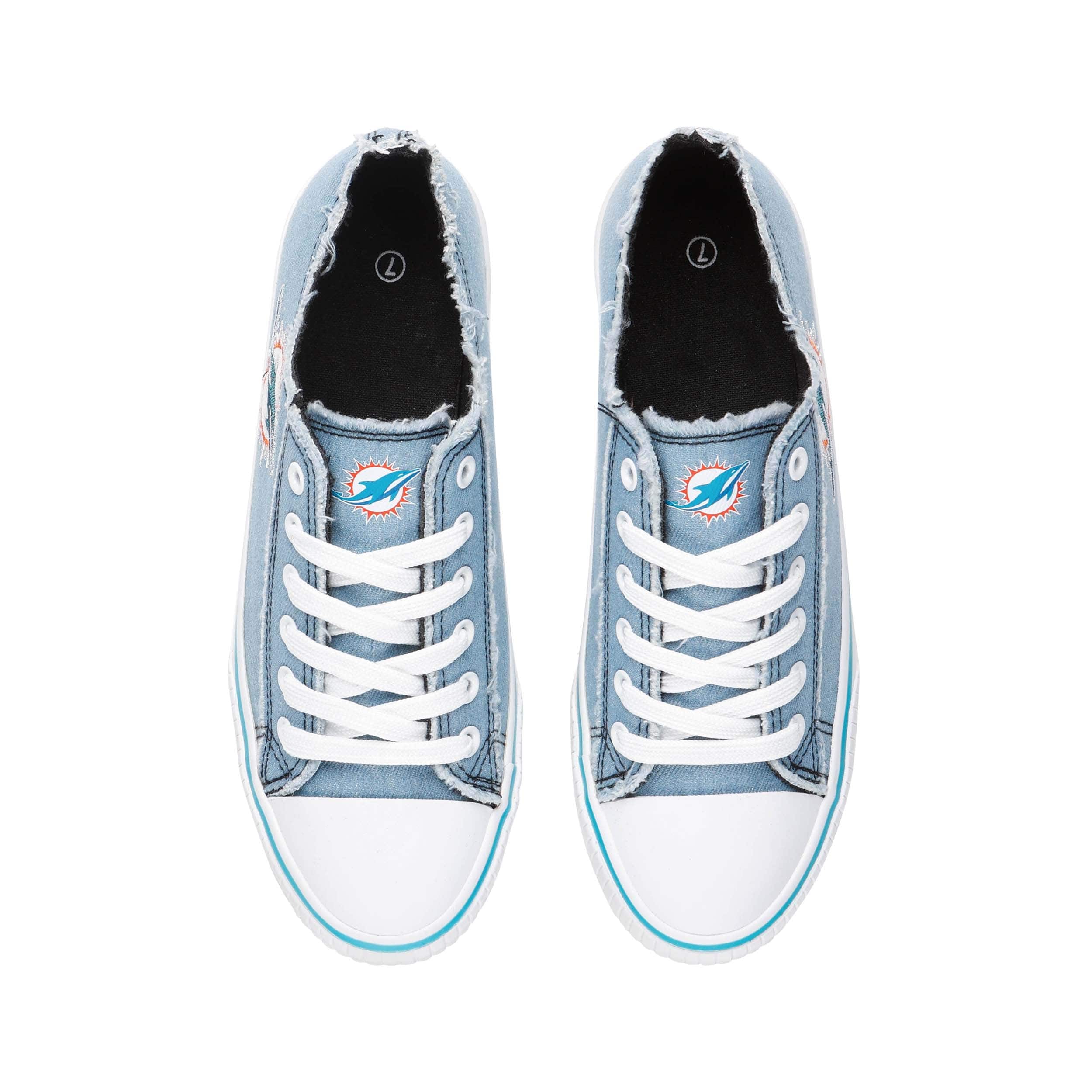 Miami Dolphins NFL Womens Denim Low Top Canvas Shoes - Image 5