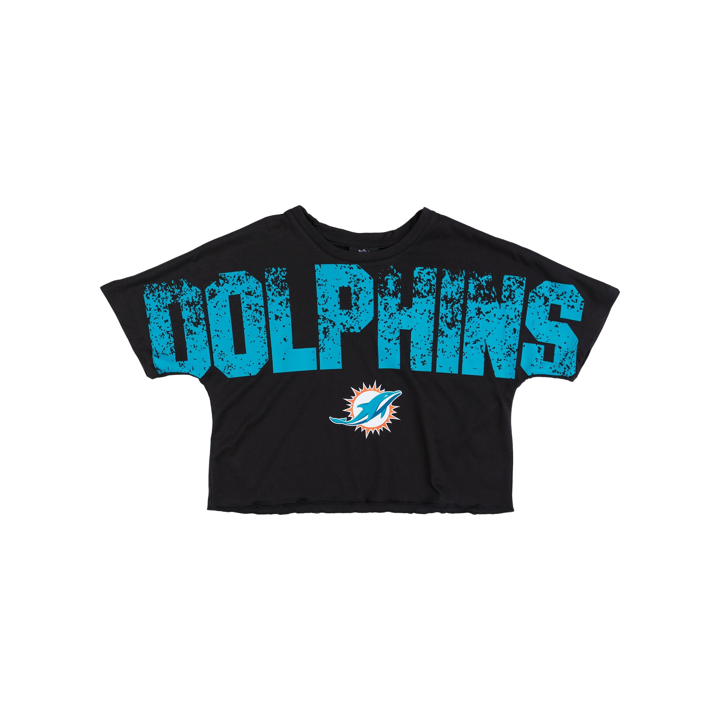 Miami Dolphins NFL Womens Distressed Wordmark Crop Top - Image 3