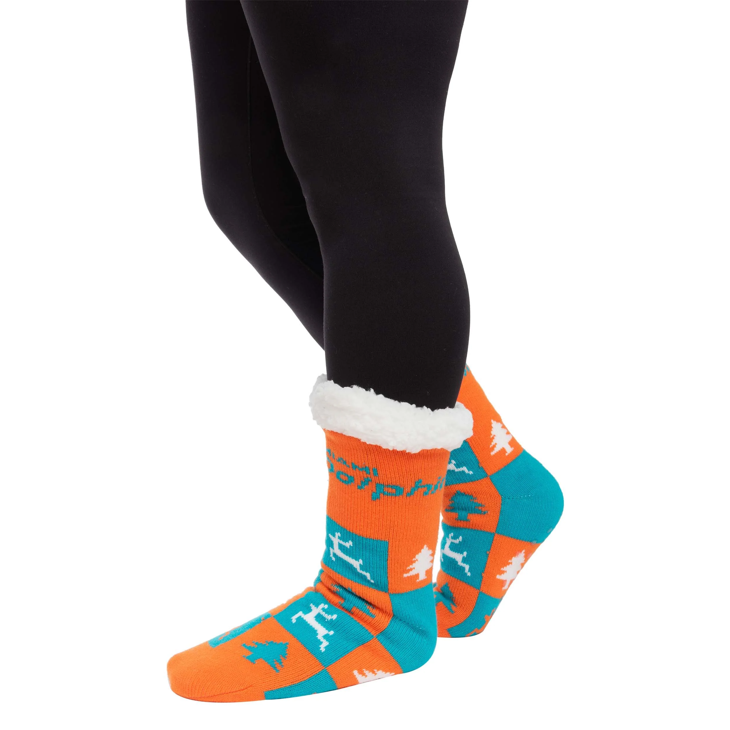 Miami Dolphins NFL Womens Fan Footy 3 Pack Slipper Socks - Image 2