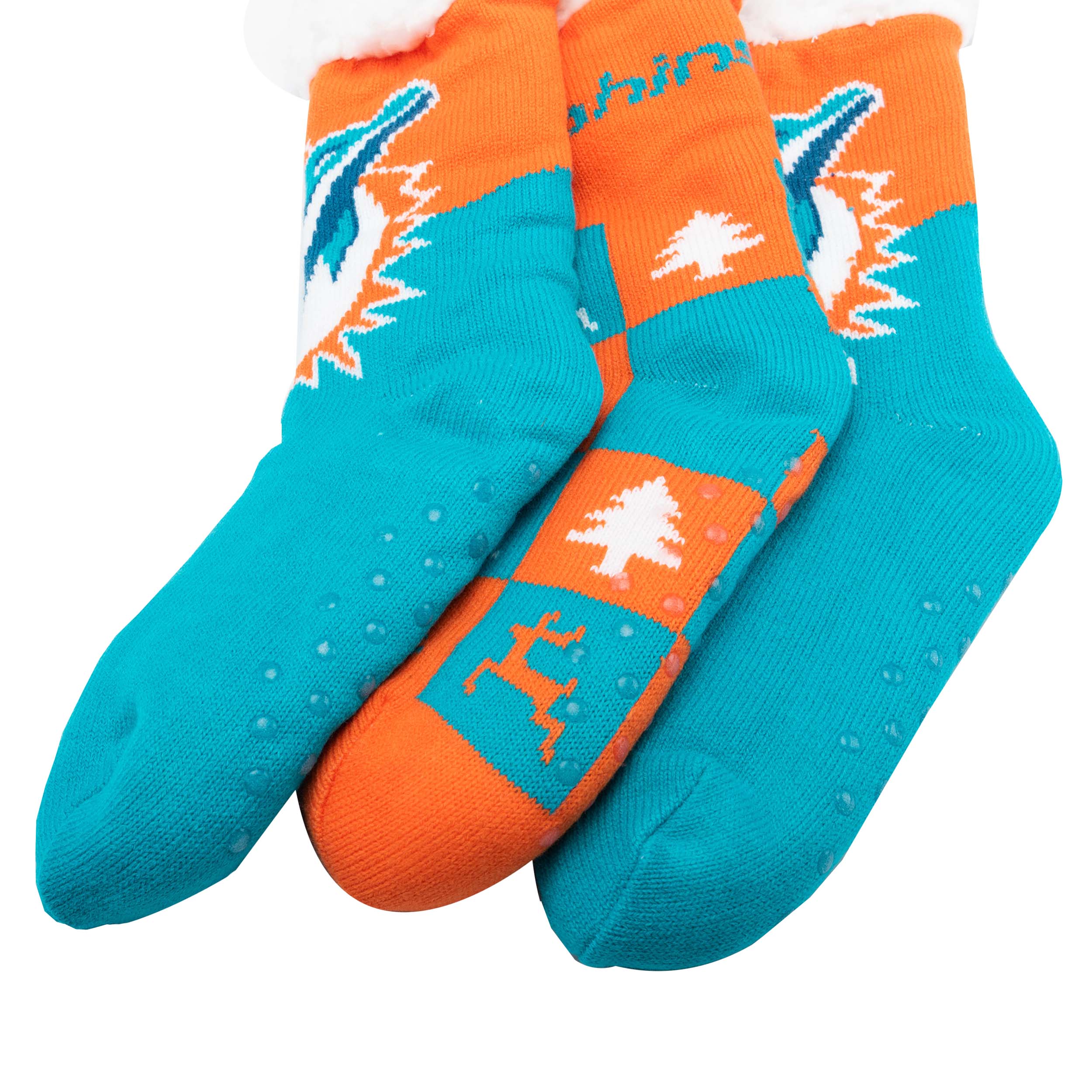 Miami Dolphins NFL Womens Fan Footy 3 Pack Slipper Socks - Image 3