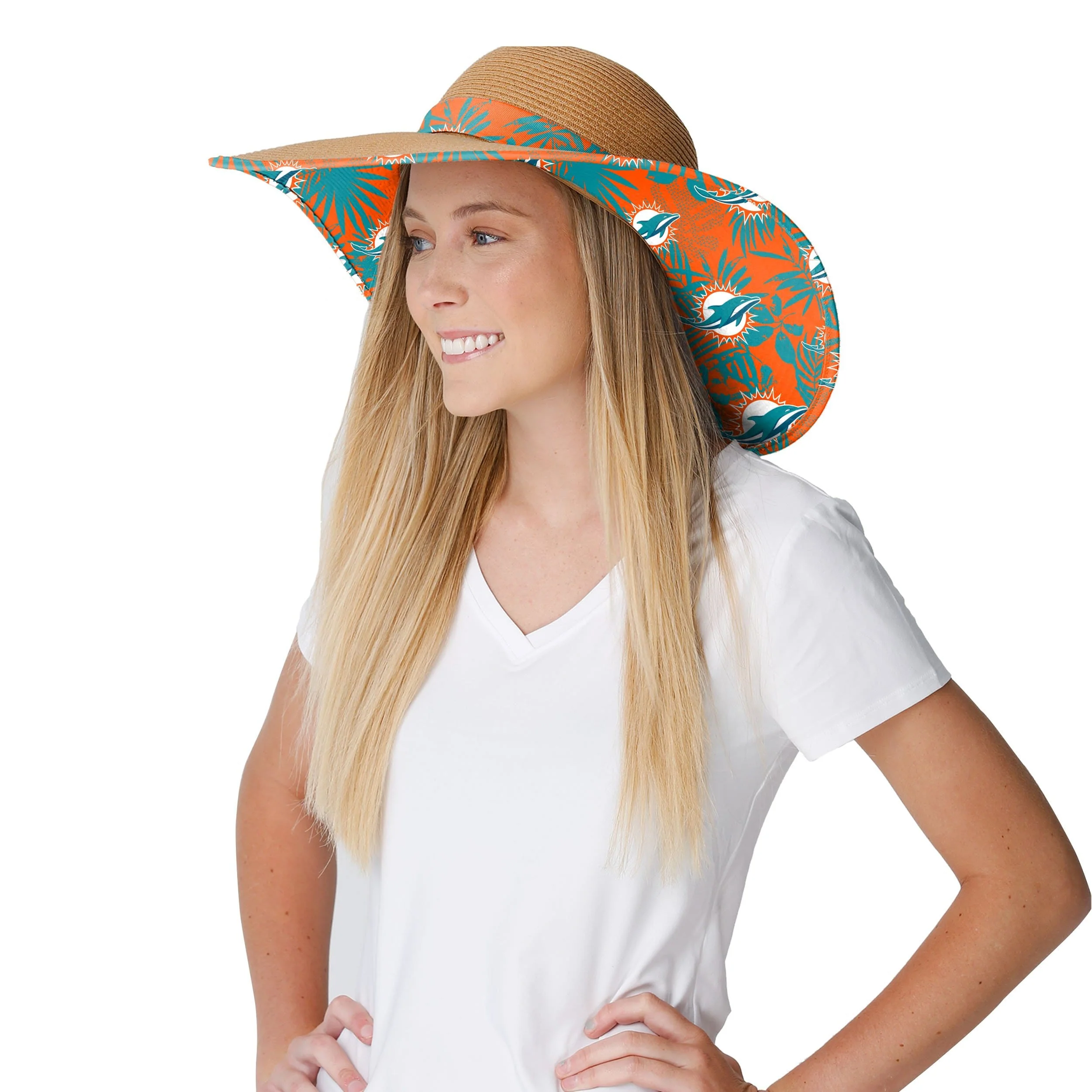 Miami Dolphins NFL Womens Floral Straw Hat - Image 3